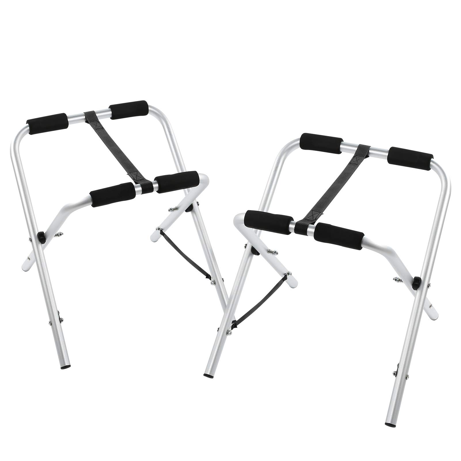 Kuuleyn Aluminum Alloy Kayak & Canoe Folding Bracket - Portable Rack Stand with 2 Woven Belts for Surfboard & Paddleboard Storage - Perfect for Garage, Dock & Outdoor Water Sports Gear Organization