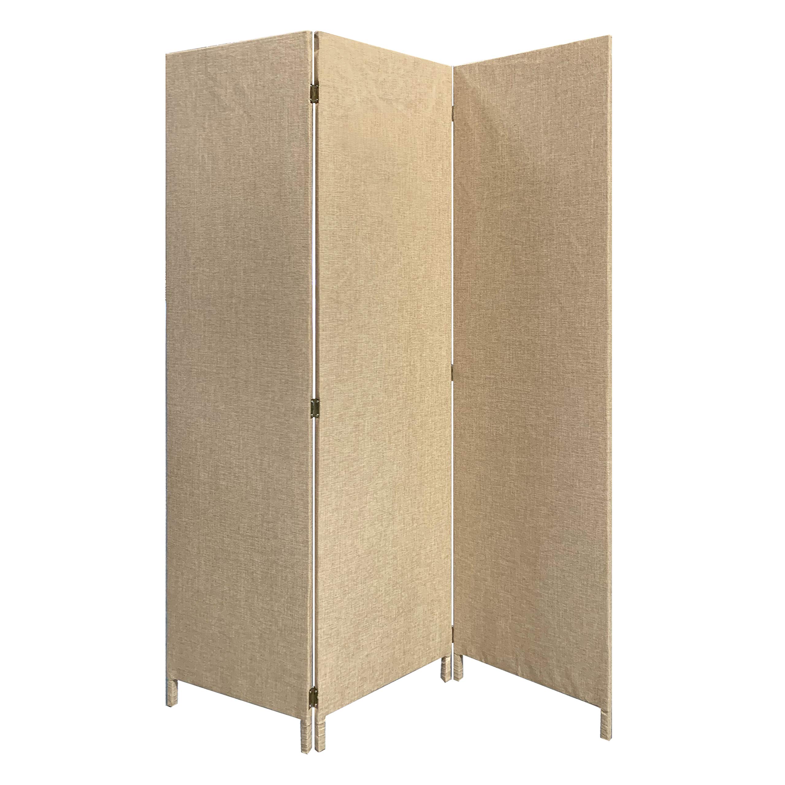 Stylish Beige Screen Gems Room Divider - Foldable Privacy Partition for Home Office, Bedroom & Living Space