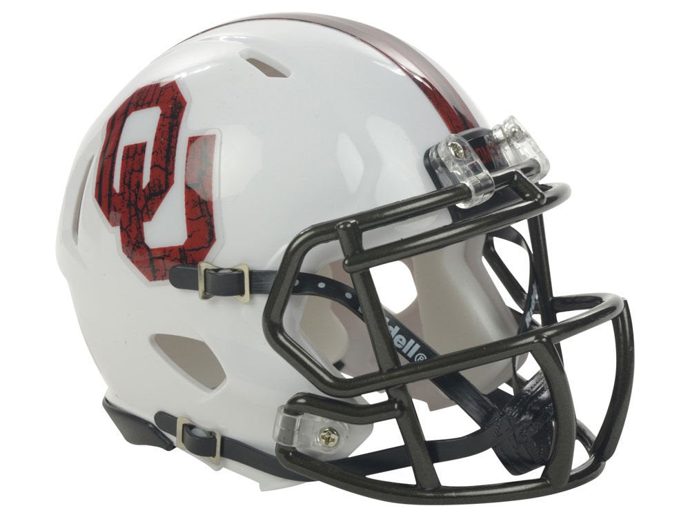 Oklahoma Sooners Speed Mini Football Helmet - Authentic White Replica for Collectors & Fans - Perfect for Game Day, Sports Decor & Memorabilia