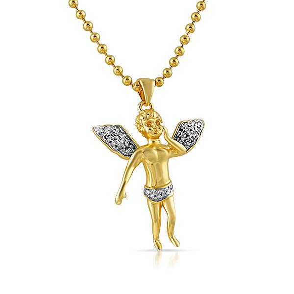 14K Gold Genuine Diamond Micro Angel Pendant Necklace for Women - Elegant Gift for Birthday, Anniversary & Valentine's Day