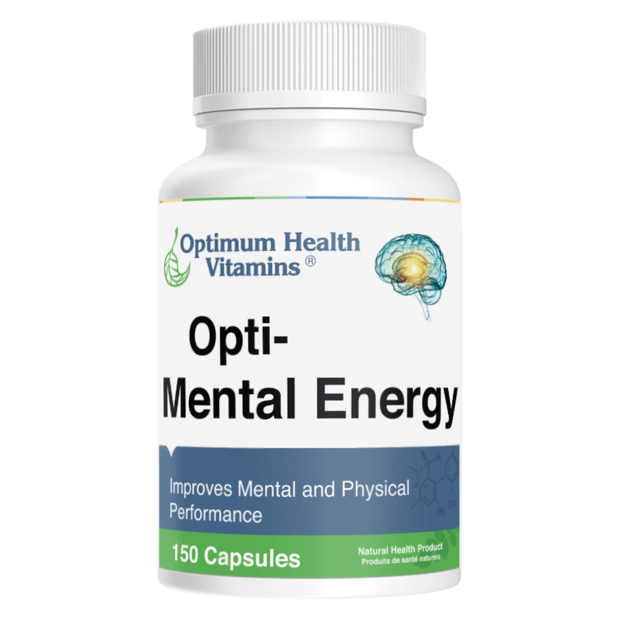 Opti Mental Energy Supplement - Natural Brain Booster for Focus, Memory & Clarity - Nootropic Cognitive Enhancer for Students & Professionals - Ideal for Study, Work & Mental Performance