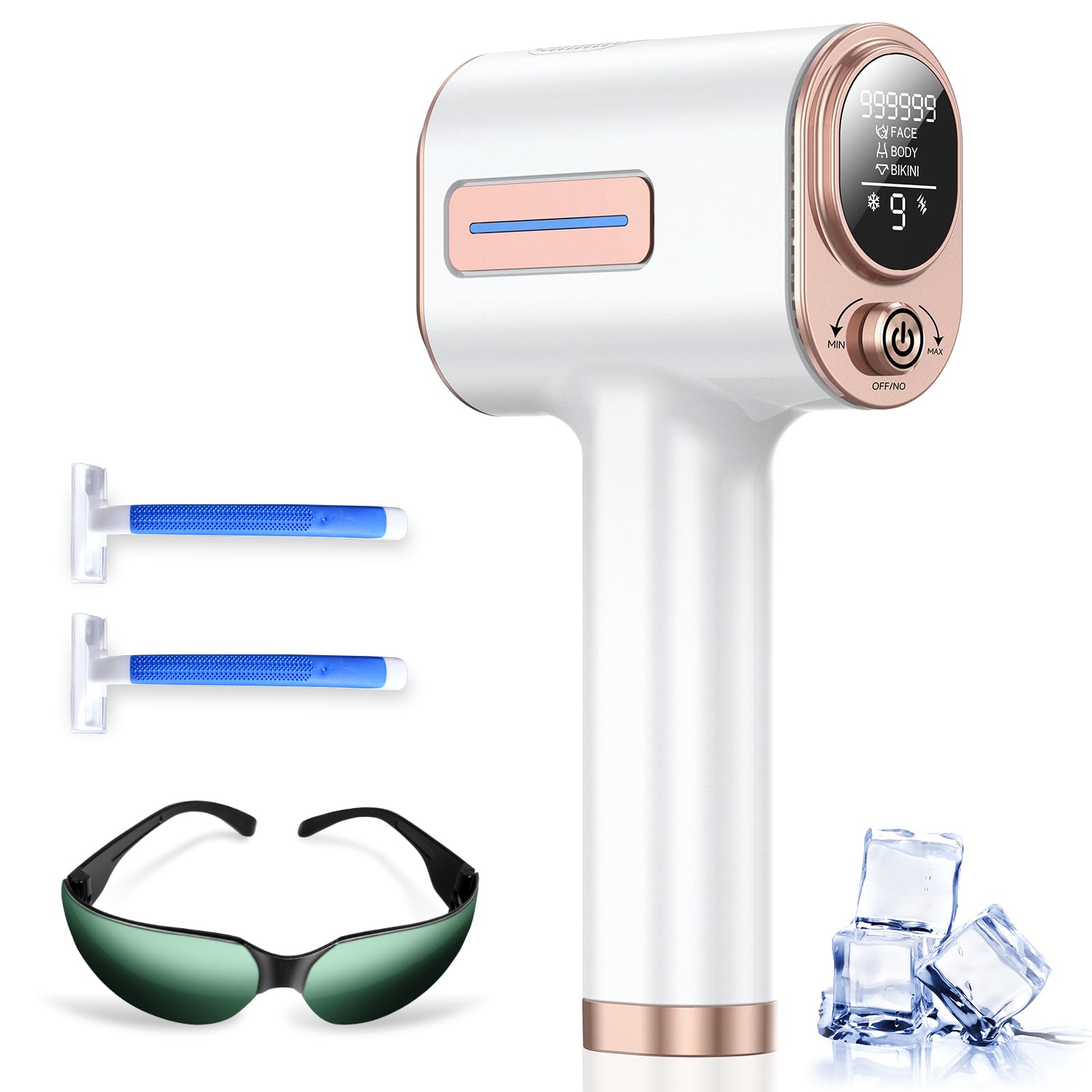 Professional IPL Laser Hair Removal Device - 9 Adjustable Energy Levels & 999,900 Flashes for Legs, Arms, Face & Whole Body | Painless At-Home Hair Removal for Women & Men | Perfect for Smooth Skin Before Beach, Wedding or Daily Use