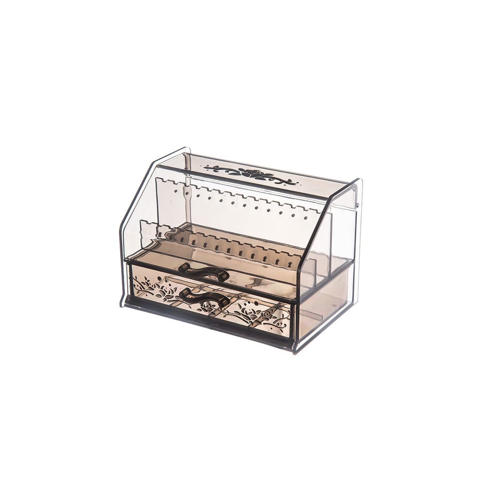 DIWANG Black Makeup Organizer Box - Jewelry & Cosmetic Storage Case with Pen Holder, Beauty Tools Rack for Vanity Table - Perfect for Home, Salon, and Travel Use