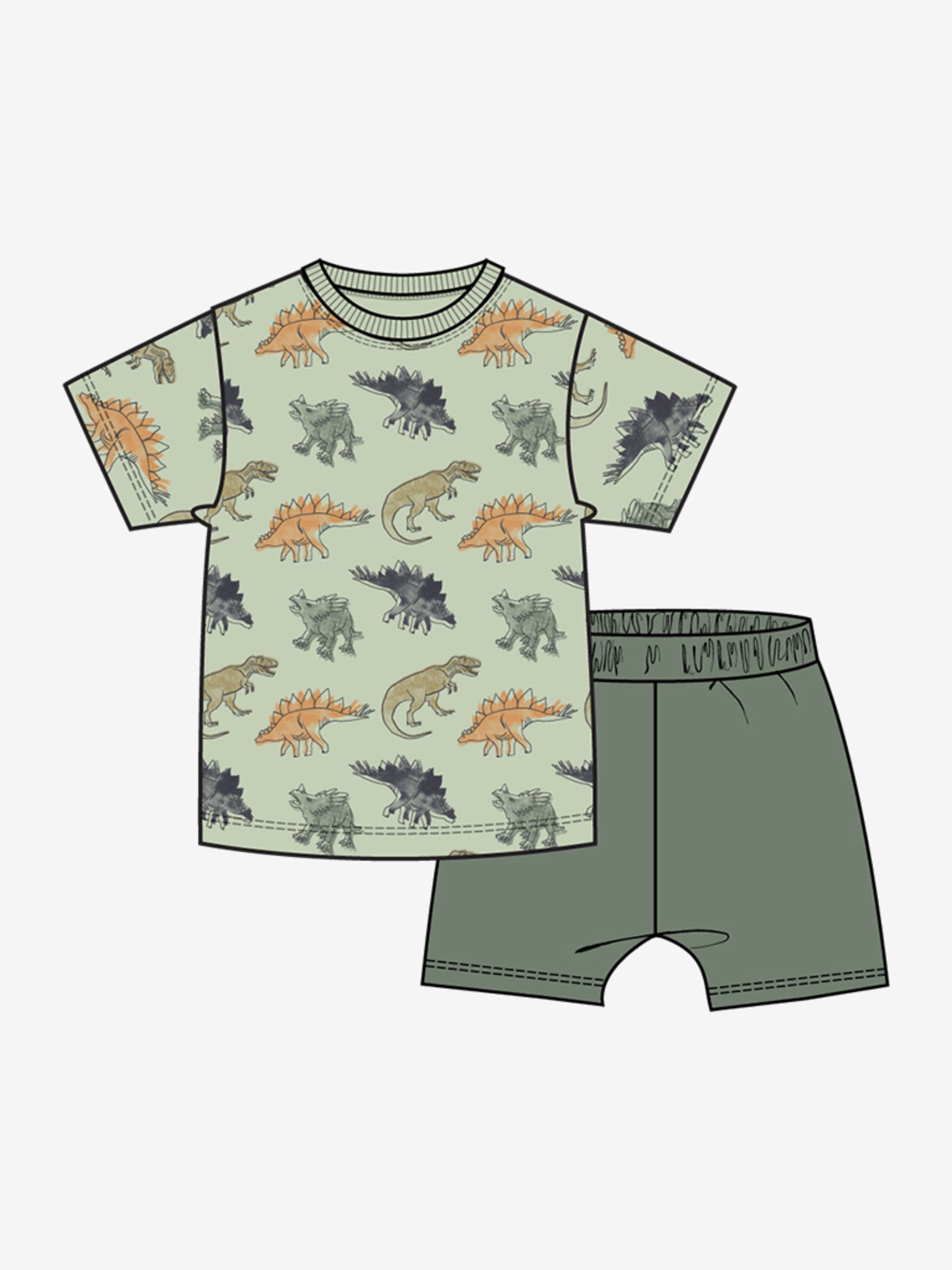 Dinosaur Print Top and Shorts Set for Kids - Cute Dinosaur Outfit for Boys & Girls - Perfect for Playdates, Birthday Parties, and Everyday Wear
