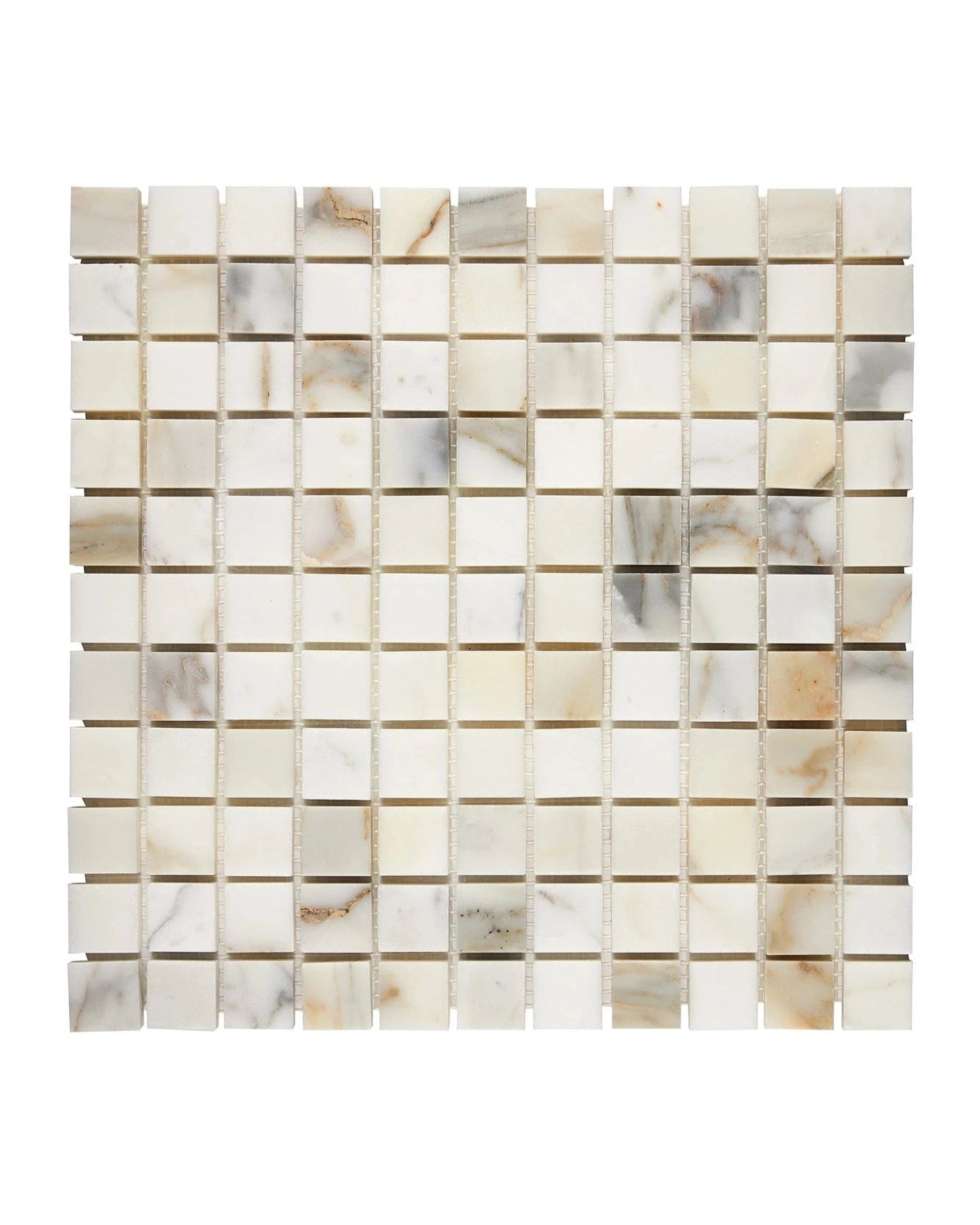 Premium Calacatta Gold Marble 1x1 Mosaic Tile - Elegant Kitchen Backsplash & Bathroom Wall Decor for Luxury Home Renovation