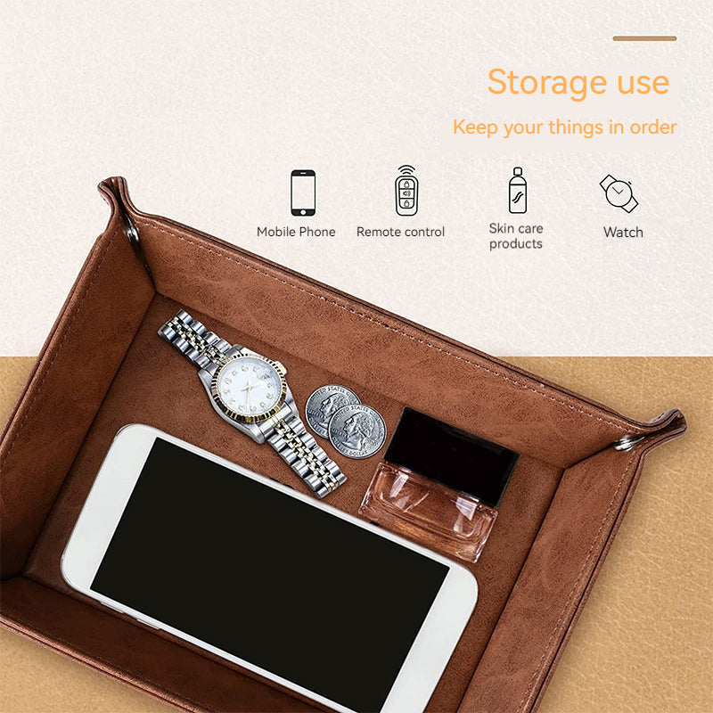 Premium PU Leather Foldable Desktop Storage Box - Organizer for Game Dice, Office Supplies & Small Accessories | Perfect for Board Games, Home Office & Craft Storage
