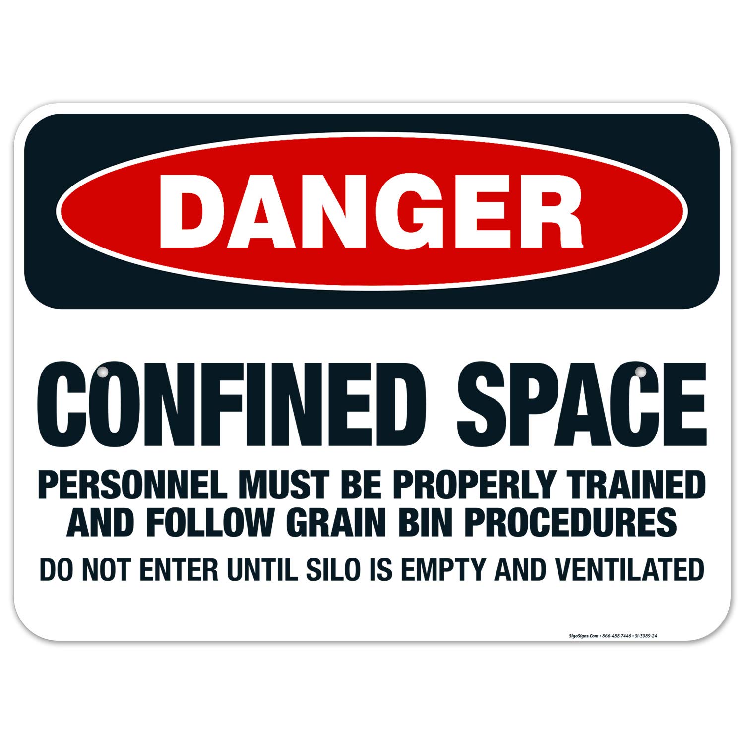 Danger Confined Space Personnel Must Be Properly Trained Sign - OSHA Compliant 18x24 Inch Rust-Free Aluminum Safety Sign - Fade Resistant for Indoor & Outdoor Use - Made in USA - Perfect for Construction Sites, Warehouses & Industrial Facilities