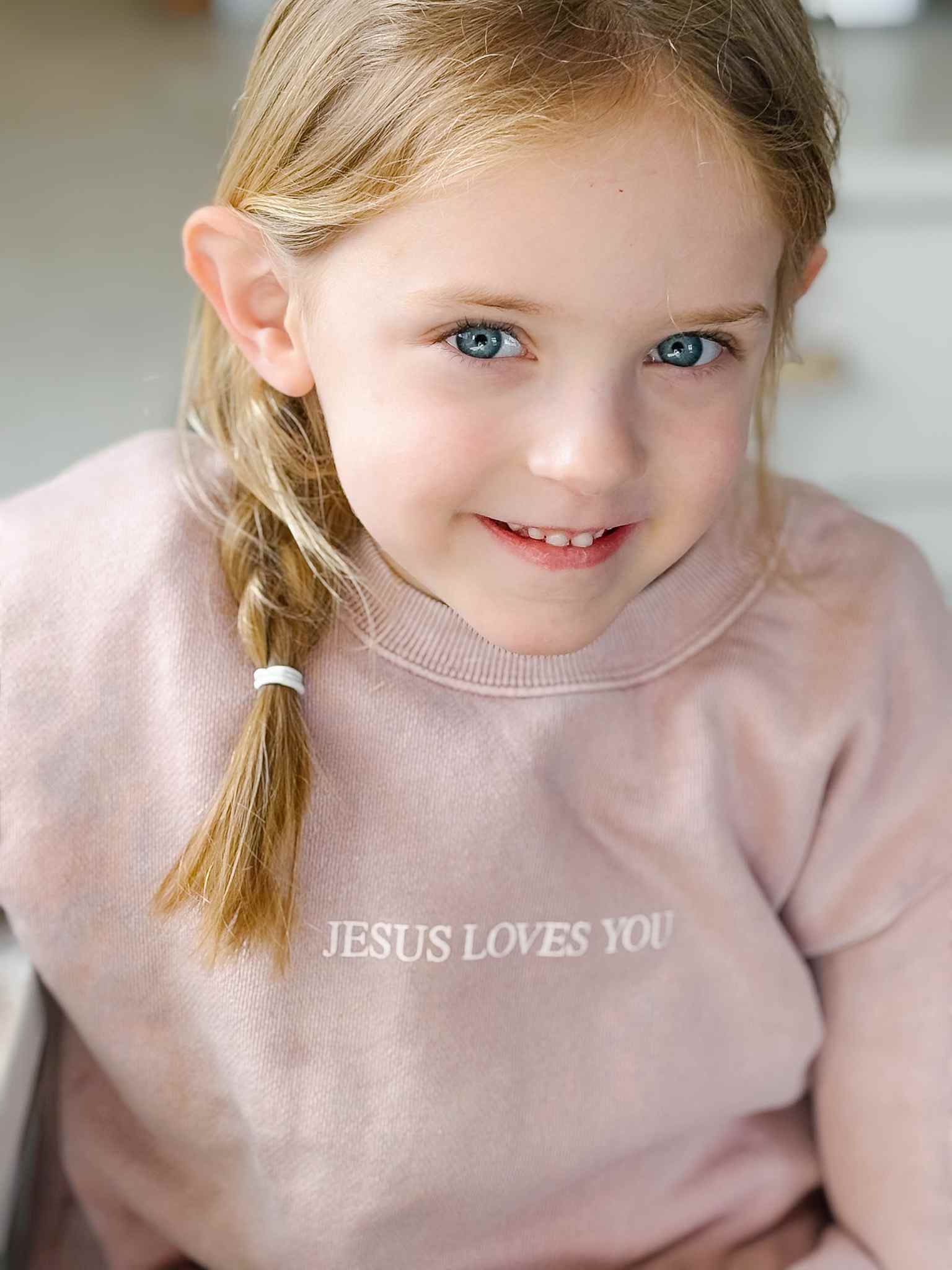 Jesus Loves You Kids Crewneck Sweatshirt - Soft Pink Christian Apparel for Boys & Girls | Church, Sunday School & Family Outings