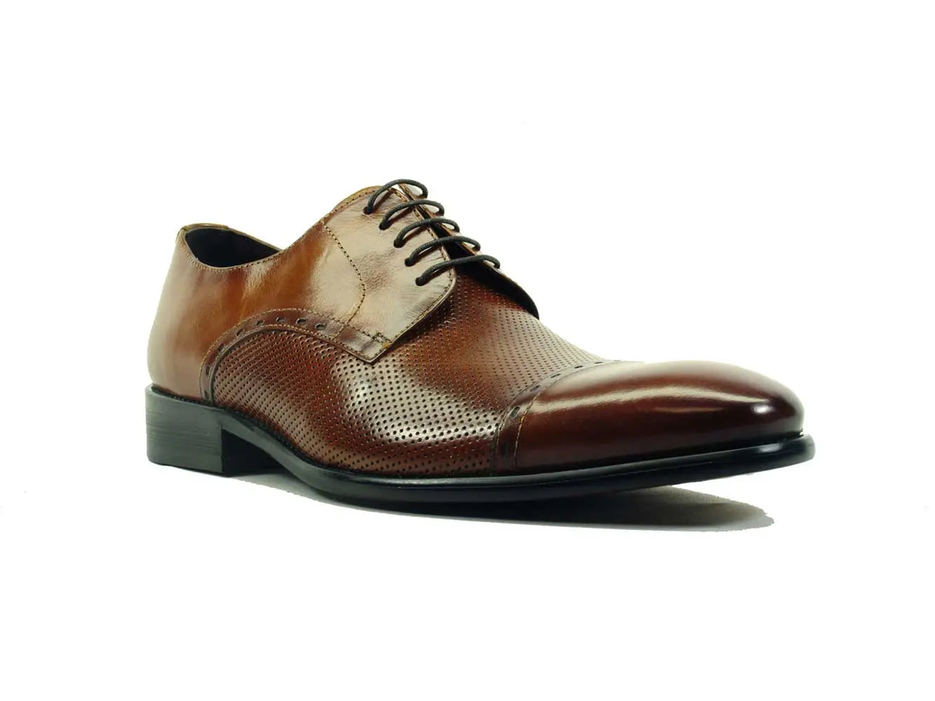 Premium Cap Toe Leather Lace-Up Dress Shoes for Men - Classic Oxford Style Business Formal & Wedding Attire