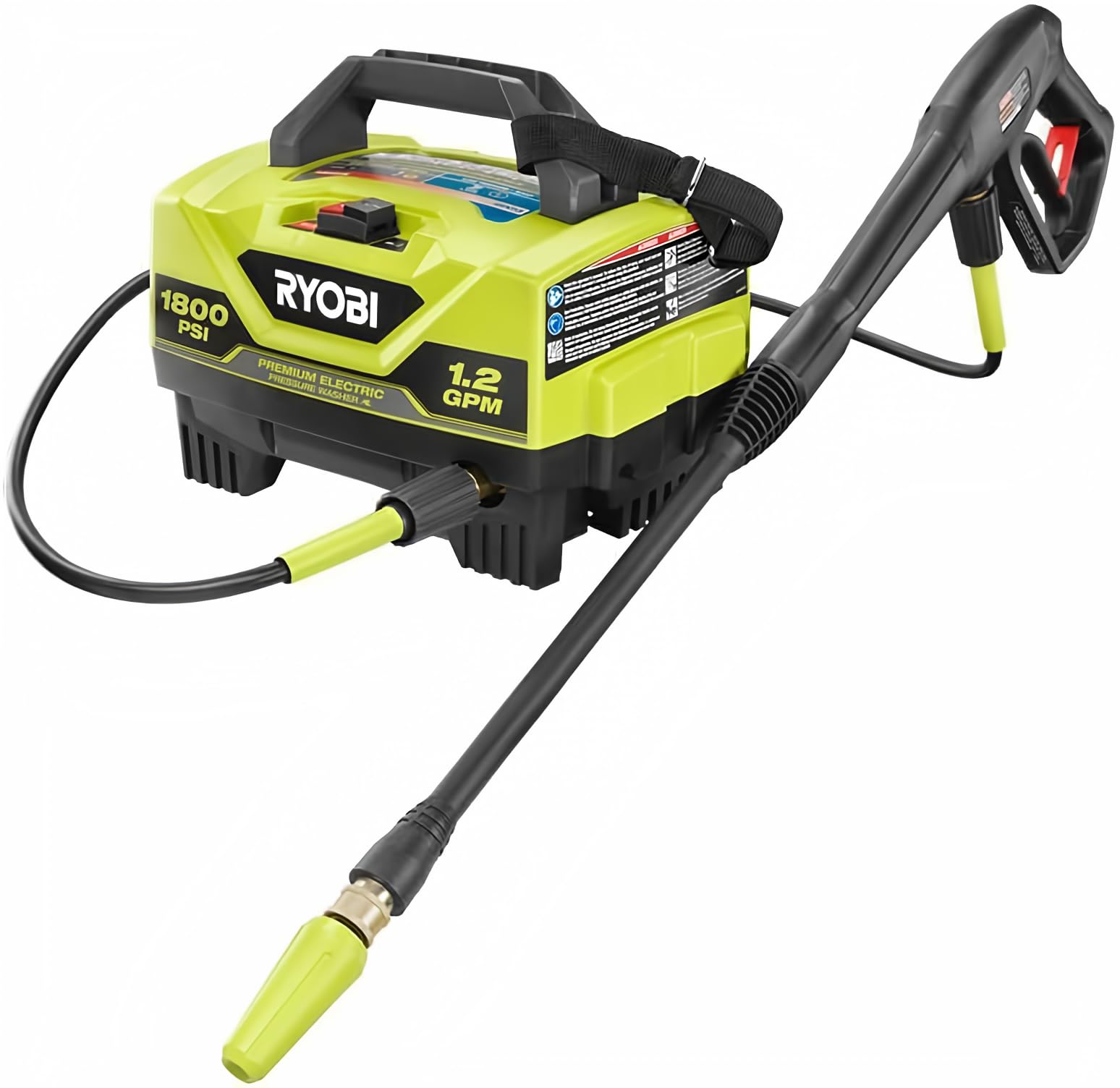 RYOBI 1800 PSI Electric Pressure Washer - Lightweight & Portable Pressure Cleaner for Home, Driveway, Deck Cleaning (Renewed) - Perfect for Outdoor Cleaning, Car Washing, and Patio Maintenance