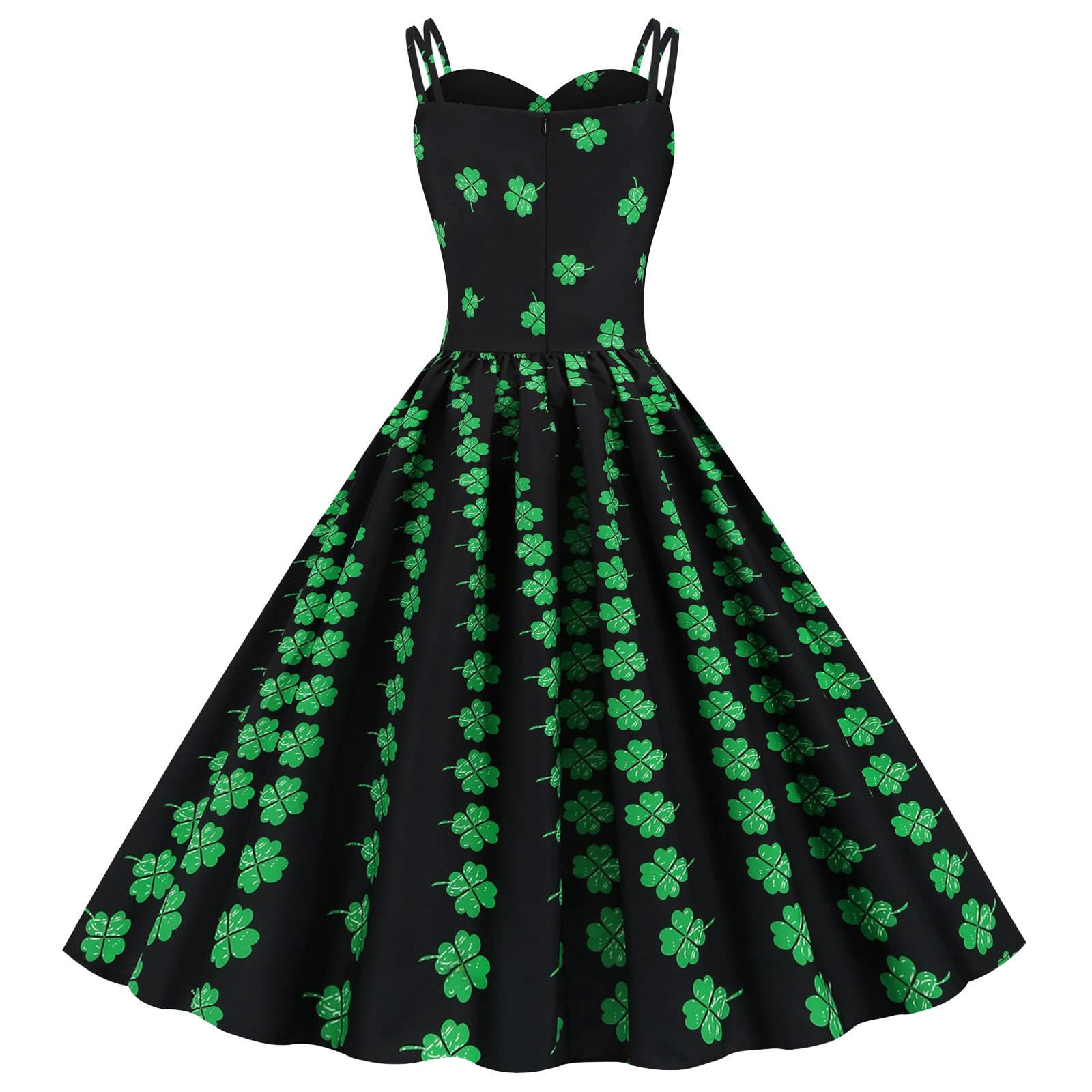 St. Patrick's Day Women's Dress - Shamrock Print Sleeveless Mini Camisole for Holiday Parties, Summer Casual Wear & Night Out Outfits | Elegant Green Dress for Festive Celebrations