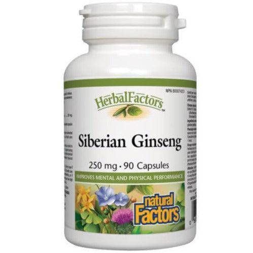 Natural Factors Siberian Ginseng 250mg - 90 Capsules for Energy, Stress Relief & Immune Support - Herbal Supplement for Daily Wellness & Focus