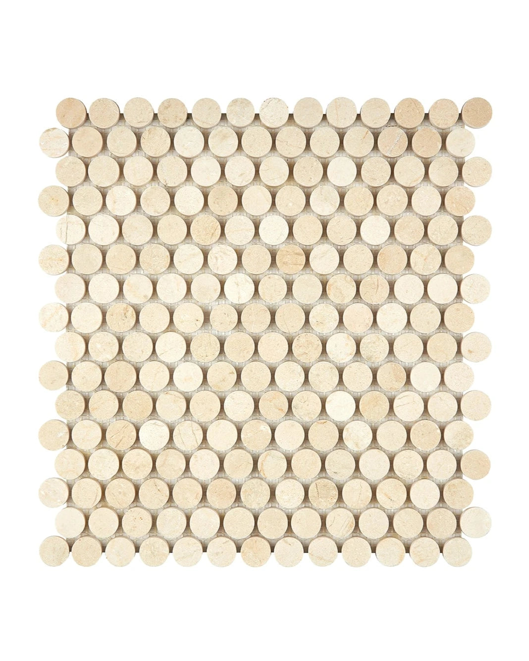 Premium Crema Marfil Marble Mosaic Penny Round Tiles - Natural Stone Wall & Floor Tile for Bathroom, Kitchen Backsplash, and Shower Surround