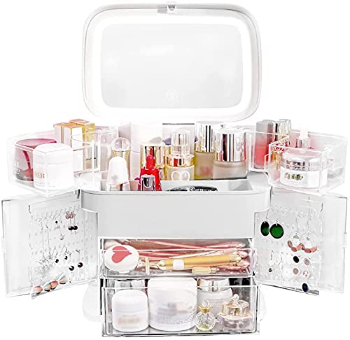 LED Jewelry Display Box - Dustproof Cosmetic Organizer for Bathroom & Dresser