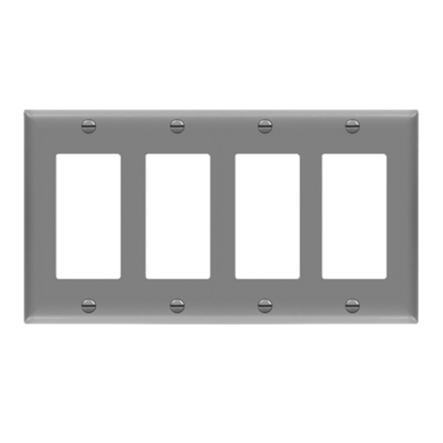 4 Gang Decorator Rocker Wall Plate - Light Switch Cover, Gray - Perfect for Living Room, Bedroom & Office Electrical Outlet Covers