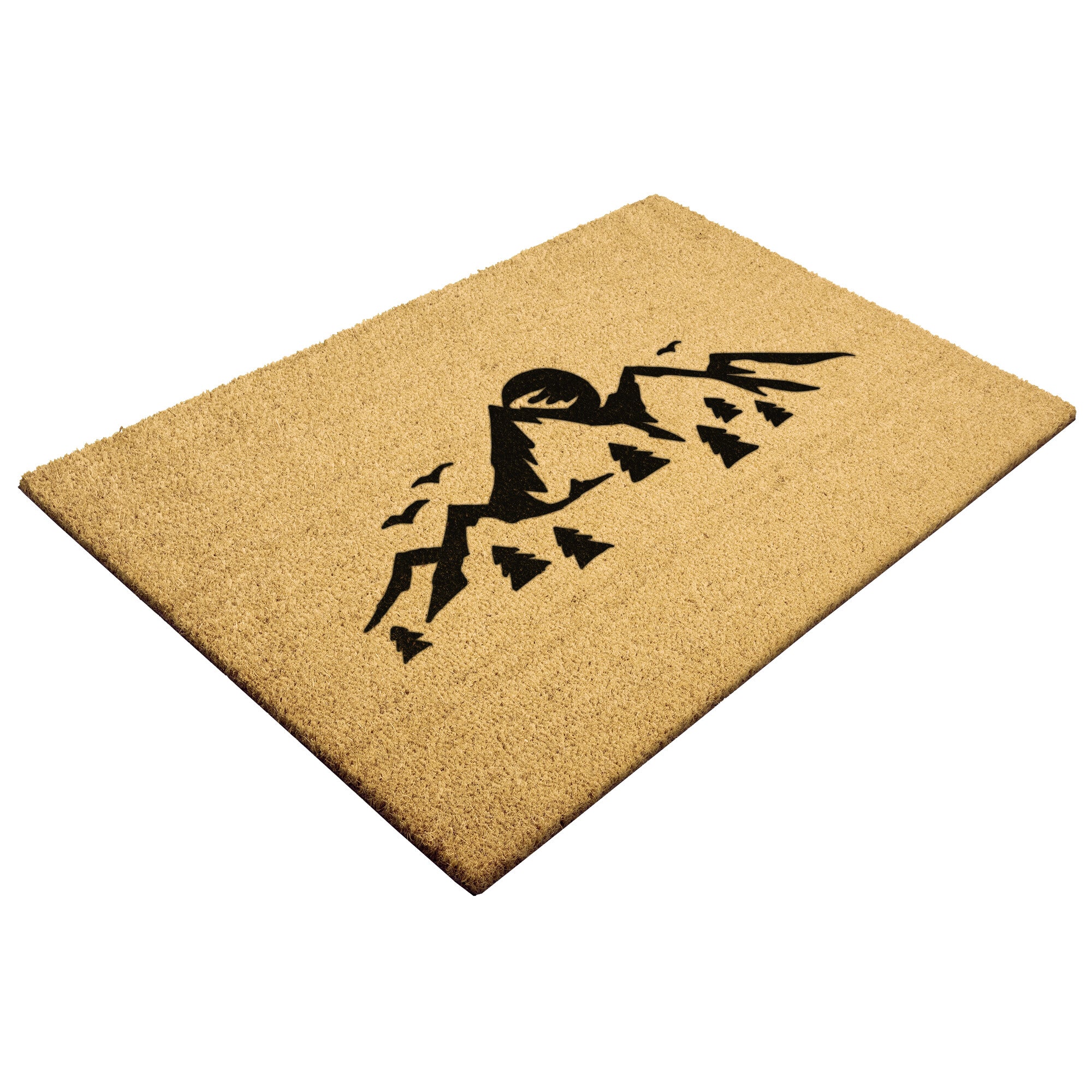 Premium Coir Welcome Mat with Mountain Sunrise Design - Non-Slip, Durable Doormat for Home Entryway, Porch & Outdoor Use