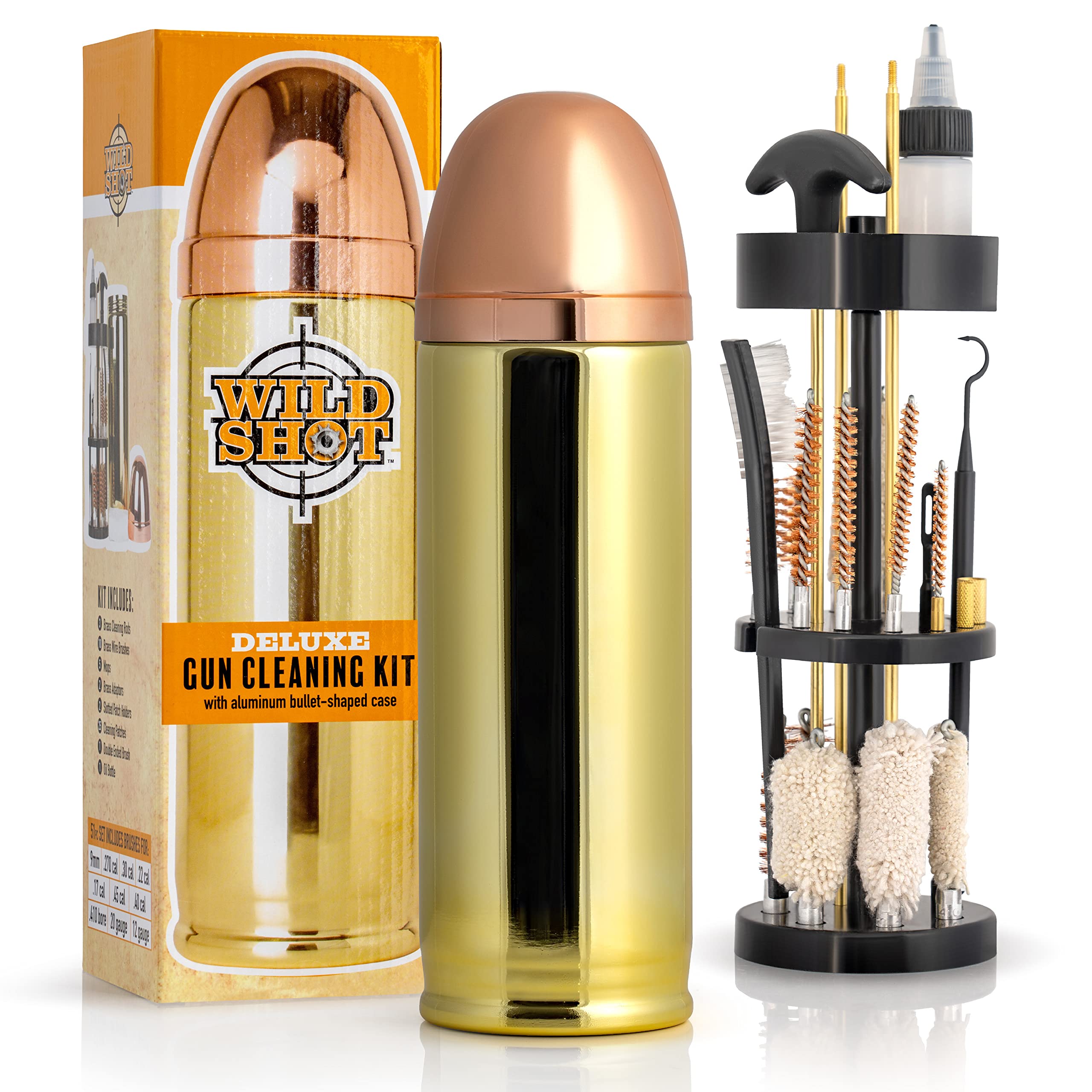Premium Gun Cleaning Kit with Aluminum Bullet-Shaped Case - Complete Maintenance Tools for Handguns, Rifles & Shotguns - Perfect for Home, Range & Hunting Use