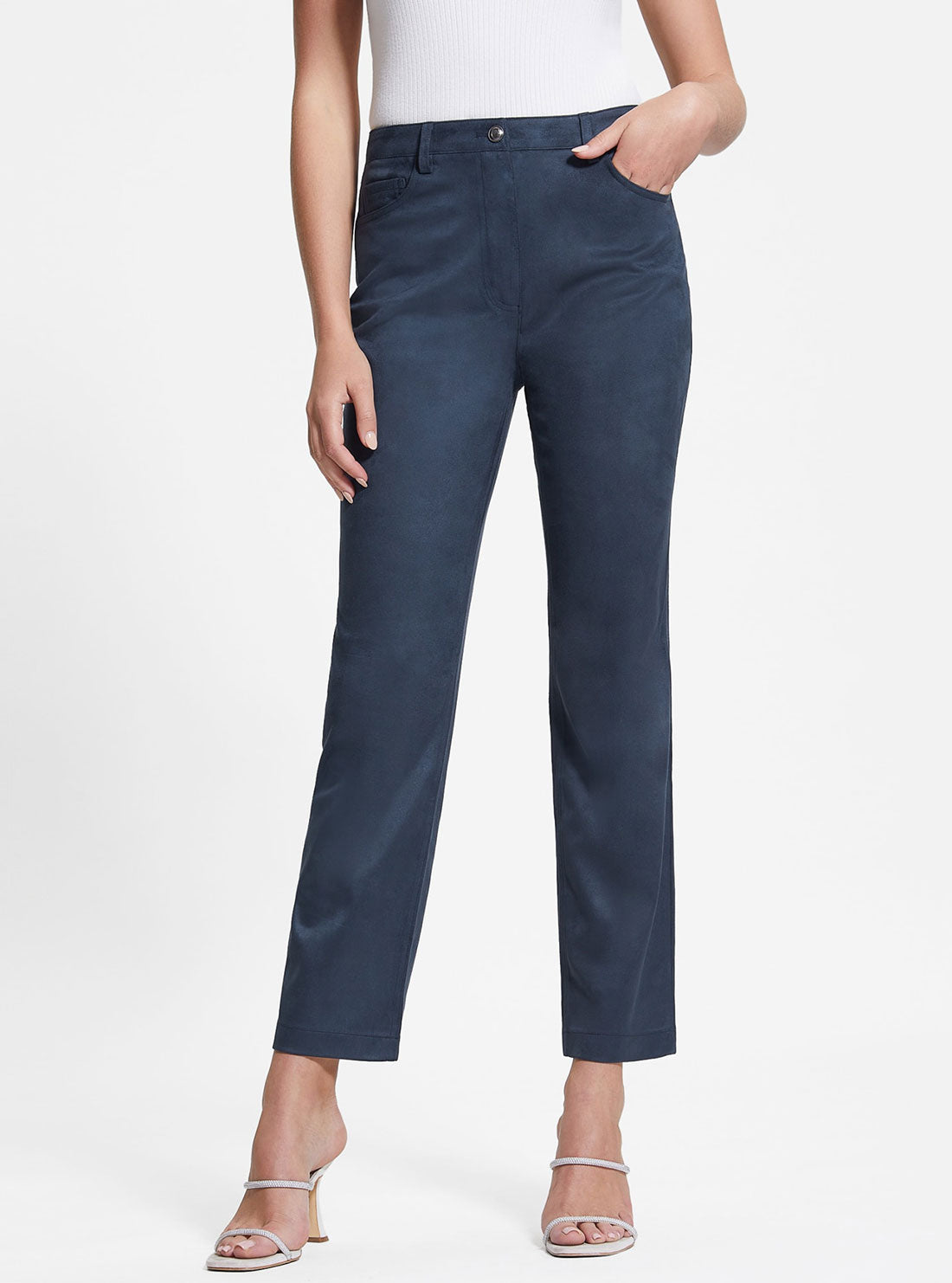 Eco-Friendly Blackened Blue Kelly Straight Leg Pants for Women - Sustainable Fashion for Work, Casual & Everyday Wear