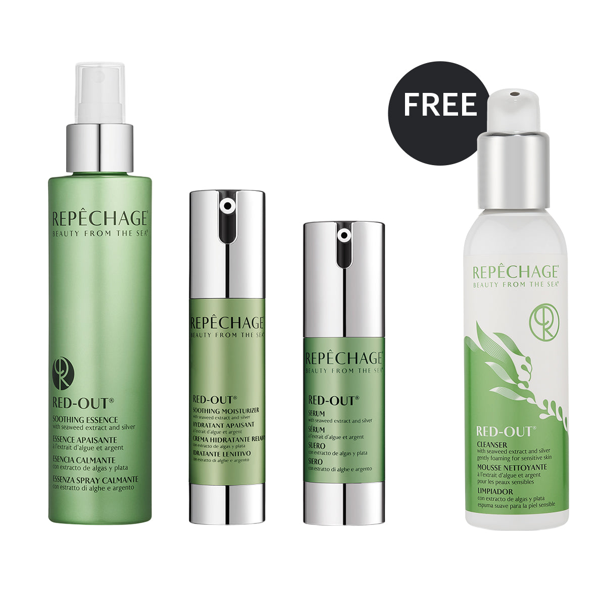 FREE Red Out Cleanser with Purchase of Red Out Essence, Serum & Moisturizer - Brightening Skincare Set for Glowing Complexion | Perfect for Daily Routine & Anti-Aging Care