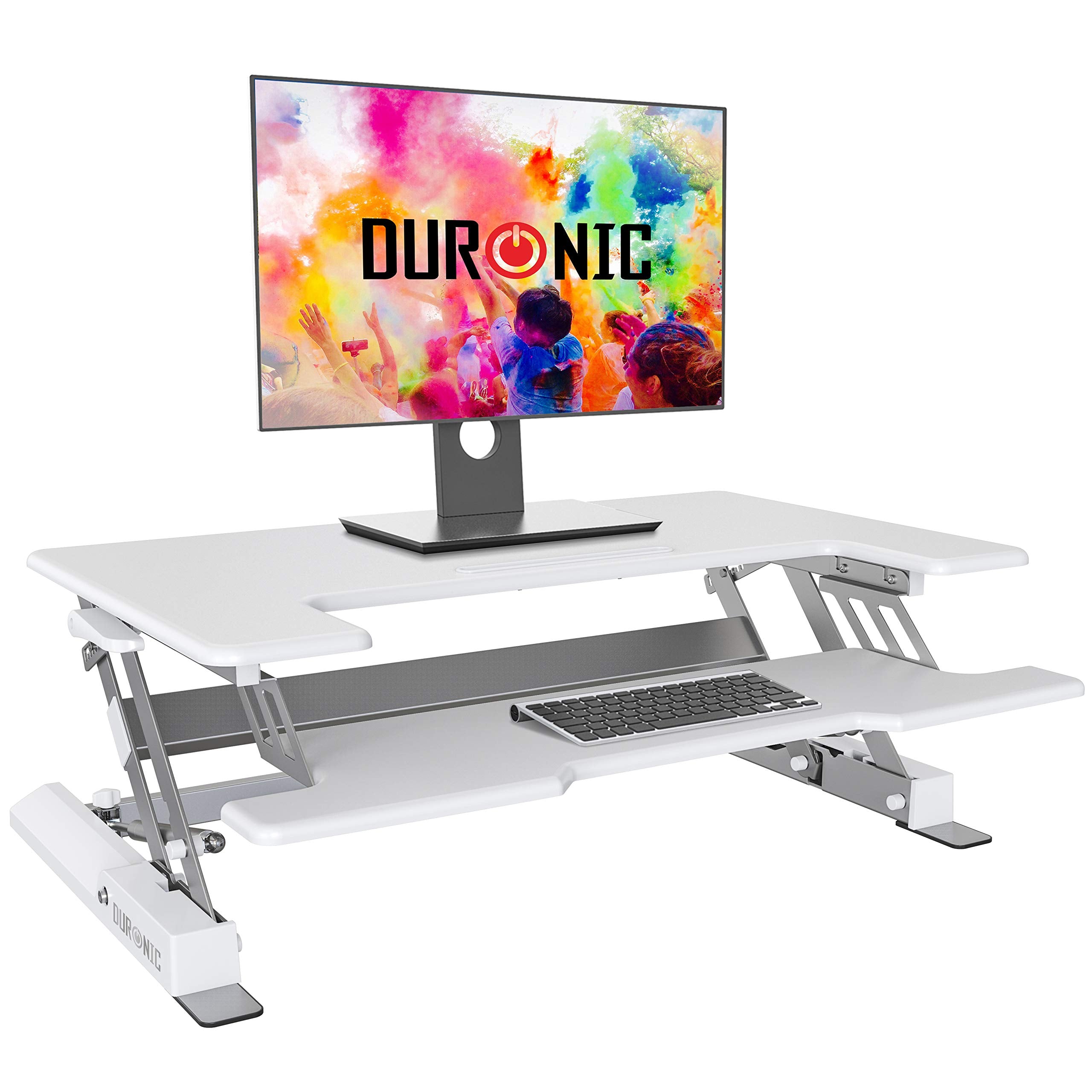 Duronic DM05D1WE Electric Sit Stand Desk Converter - Adjustable Height 16.5