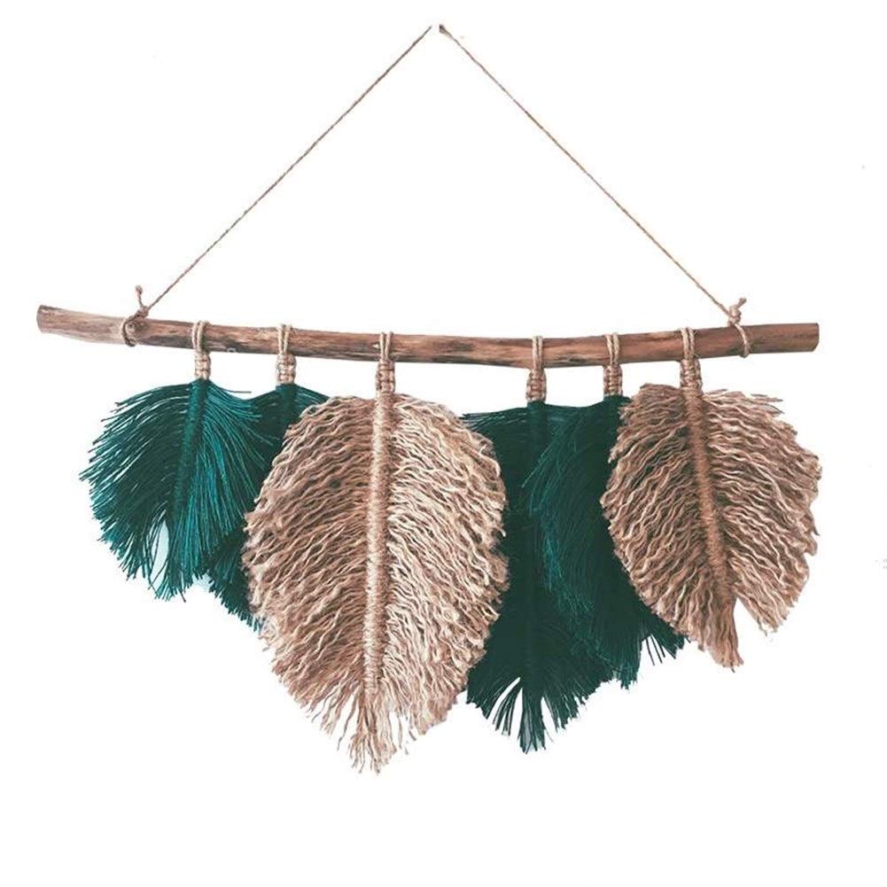 Bohemian Macrame Feather Wall Hanging - Handmade Cotton Woven Tapestry for Home Decor | Perfect for Living Room, Bedroom, Nursery & Apartment Wall Decor | Boho Chic Curtain & Gallery Art Display