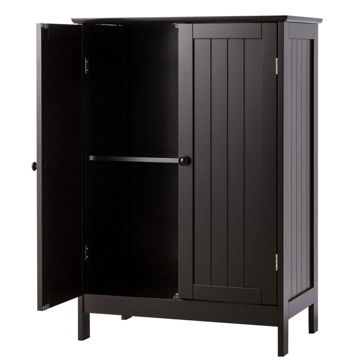 GLACER Wooden Bathroom Floor Cabinet - Freestanding Storage Cabinet with Double Doors for Bathroom, Living Room, Bedroom & Entryway - 23.5 x 14 x 34 Inches, Brown - Perfect for Organizing Towels, Toiletries & Home Decor Items