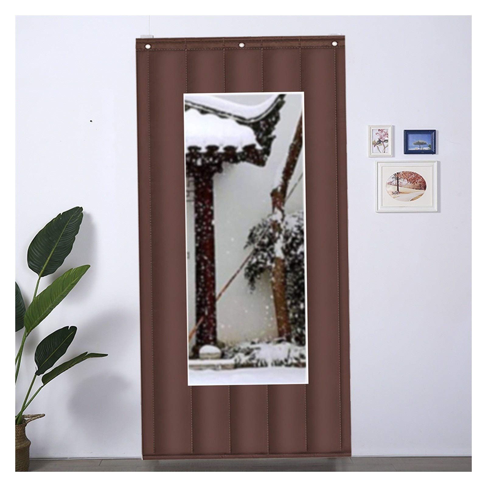 Thermal Insulated Blackout Curtains - Thick Cotton Soundproof Door Panel for Bedroom, Living Room & Terrace - Noise Reducing & Energy Saving (Brown, 39x83 Inches) - Perfect for Large Windows, Home Theater & Office Privacy