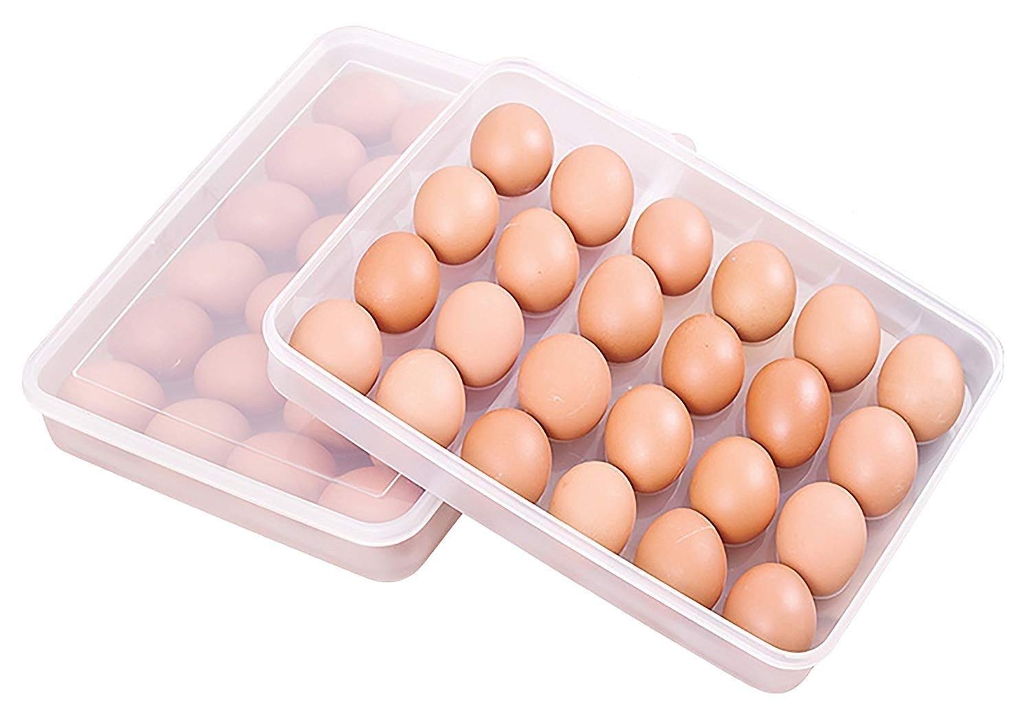 INKULTURE Clear Plastic 24 Egg Storage Container with Lid - Stackable Refrigerator Egg Organizer for Fresh Eggs - Perfect for Kitchen, Farm, or Grocery Store Use