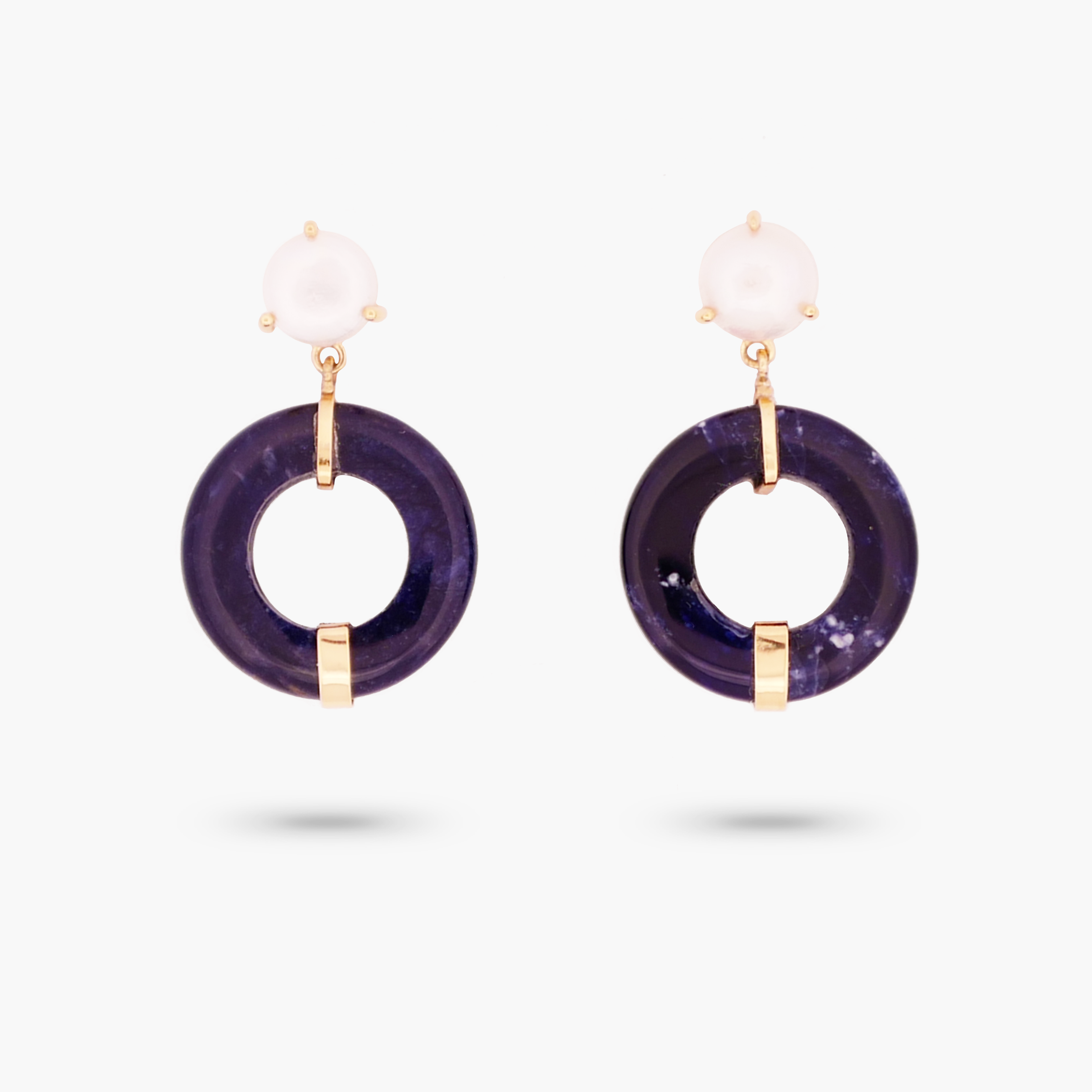 Amare Wear Oriental Inspired Freshwater Pearl and Sodalite Dangle Earrings for Women | Handmade Bohemian Jewelry | Perfect for Weddings, Parties & Special Occasions