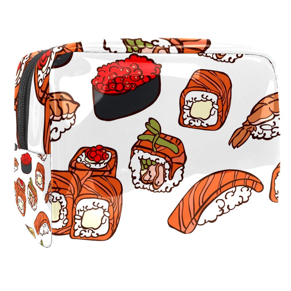 Portable Waterproof Makeup Bag with Zipper - Travel Toiletry Organizer for Women, Cute Japanese Sushi Cosmetic Pouch - Perfect for Travel, Gym & Daily Storage