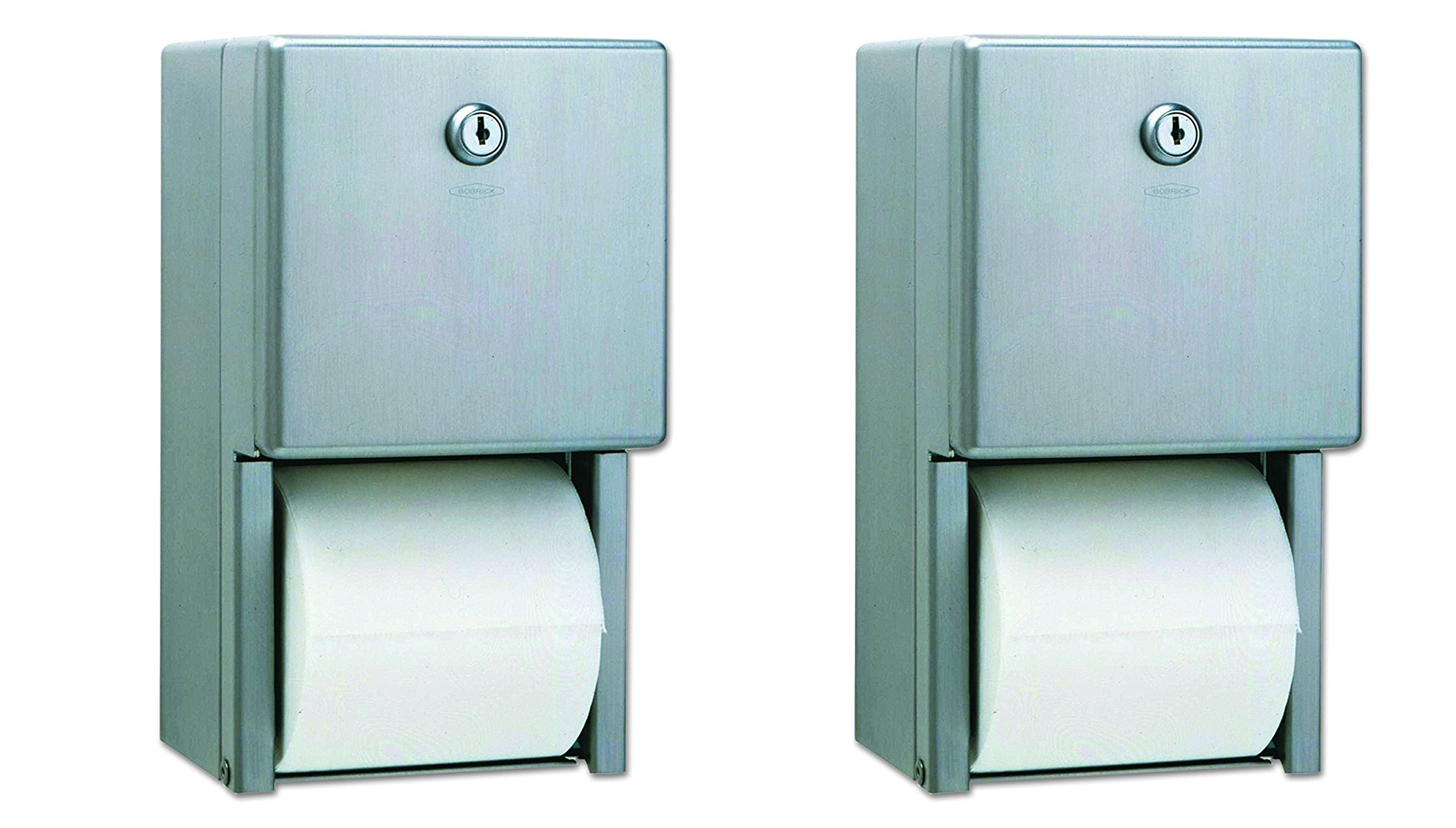 Bobrick B-2888 Classic Series Surface-Mounted Multi-Roll Toilet Paper Dispenser, Satin Finish - 2 Pack - Ideal for Commercial Restrooms, Offices & Public Restrooms