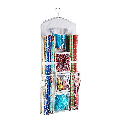 Multifunctional Hanging Storage Organizer Bag - Portable Double-Sided Wrapping Paper Holder for Gift Wrap Organization | Perfect for Craft Rooms, Closet Storage & Holiday Gift Wrapping