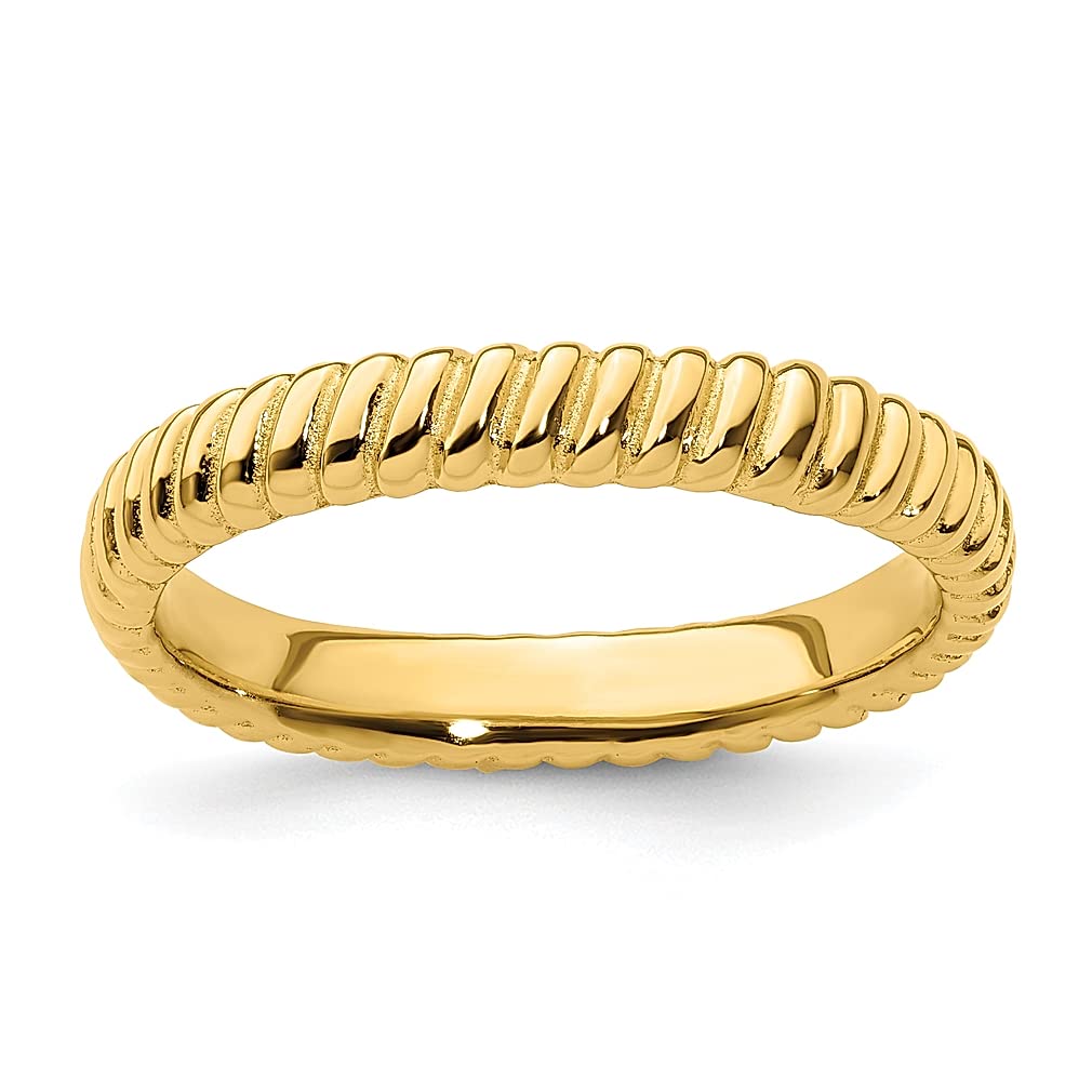 925 Sterling Silver Gold Plated Stackable Band Ring for Women - Textured Fashion Jewelry, Dainty Layering Rings, Perfect Gift for Her - Ideal for Everyday Wear, Date Nights & Special Occasions