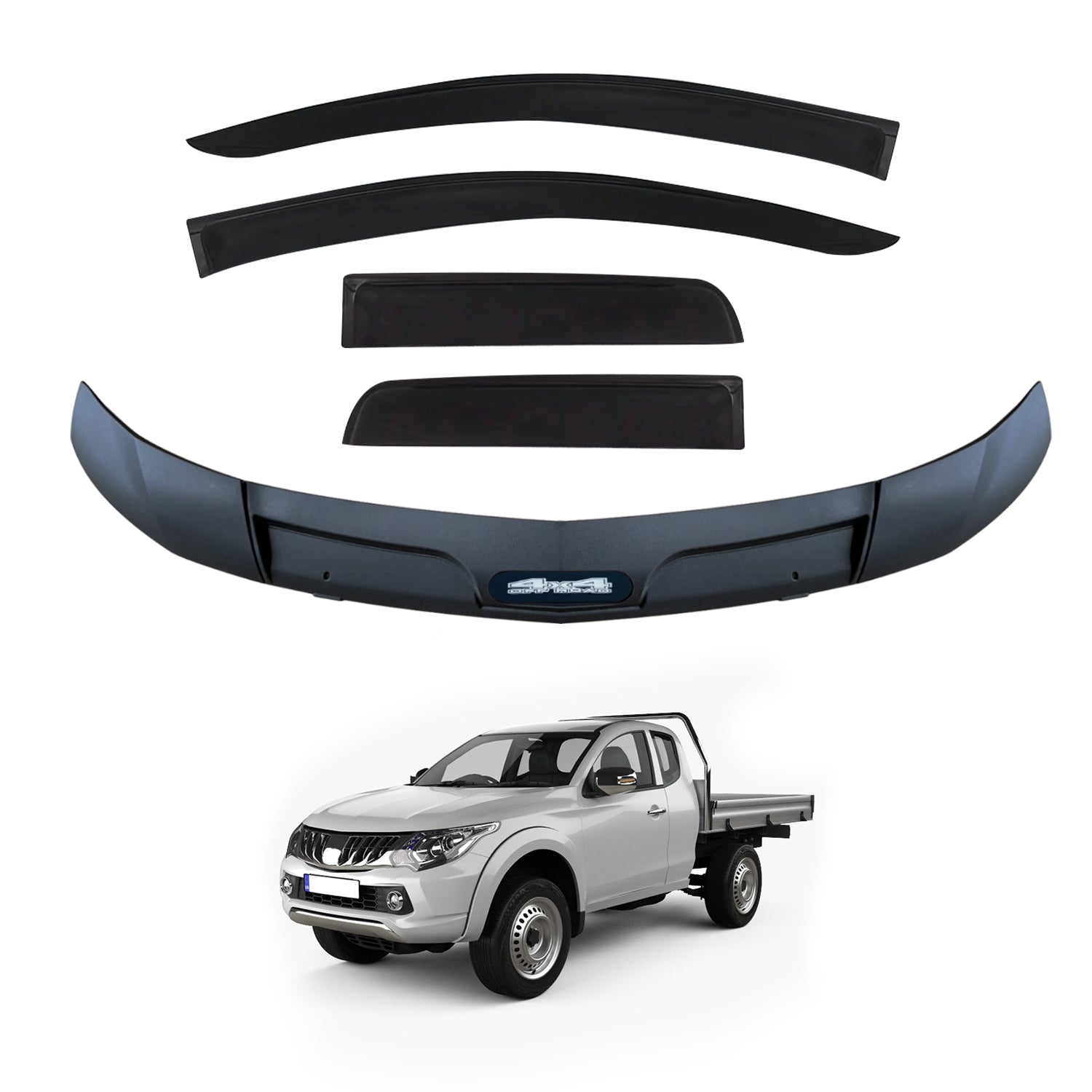Weather Shields & Bonnet Protector for Mitsubishi Triton MQ Extra Cab (2015-2018) - Durable Car Accessories for All-Weather Protection & Off-Road Adventures