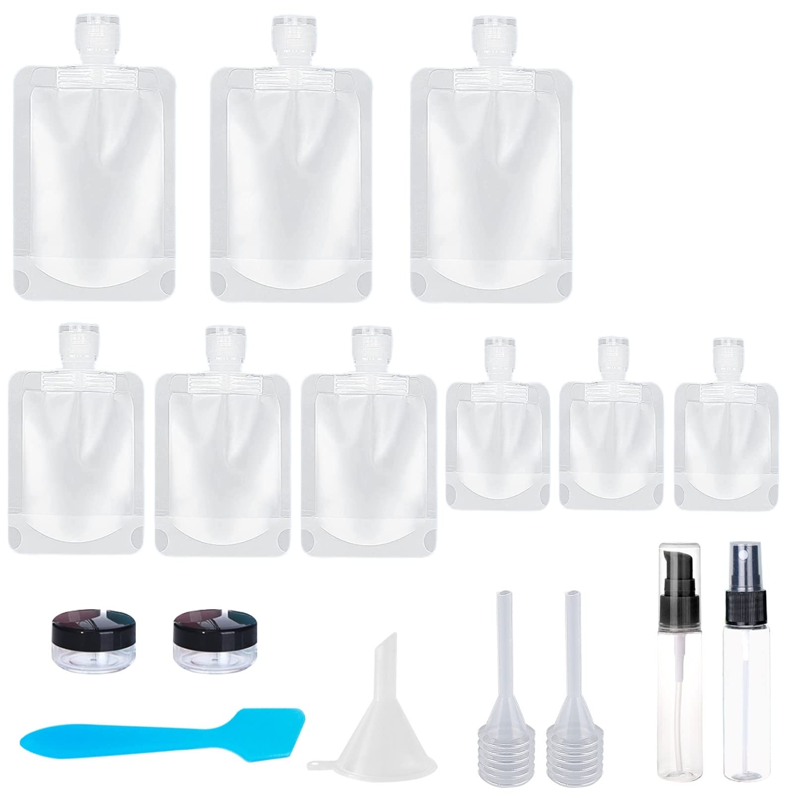 17 Pack TSA Approved Travel Toiletry Bags - Leak Proof Refillable Stand Up Pouches for Shampoo, Conditioner & Lotion - Perfect for Airplane Carry On, Vacation & Business Trips