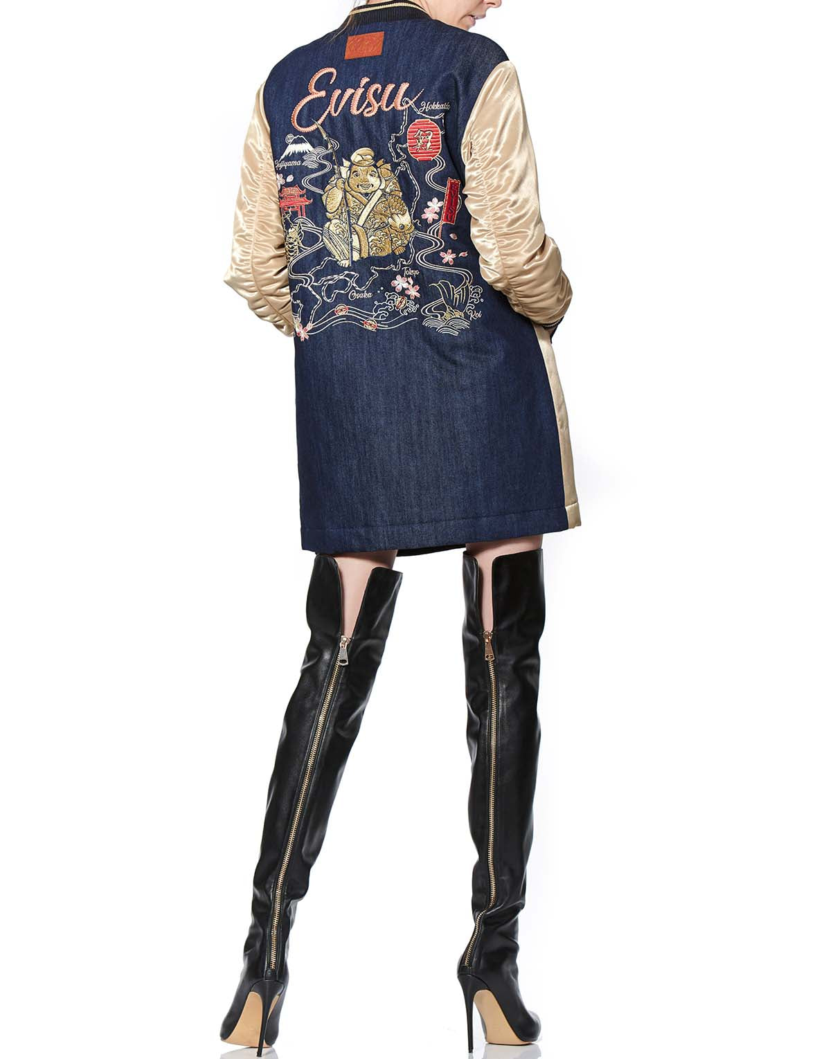 Vintage Denim Long Coat for Women - Stylish Trench Coat with Belt - Perfect for Fall Fashion, Casual Outings & Travel Souvenirs