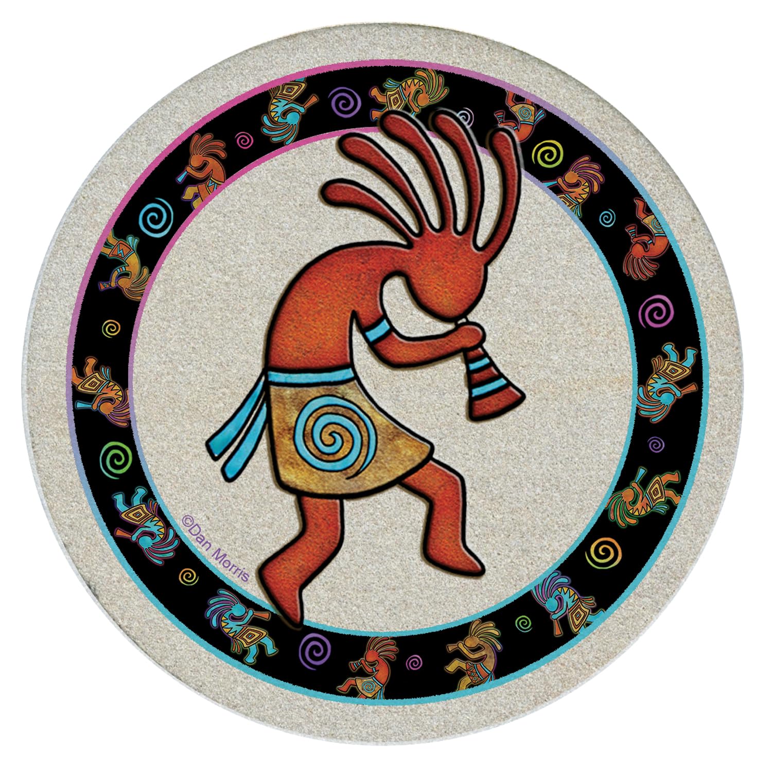 Thirstystone Kokopelli Toss Natural Sandstone Coaster Set of 4 - Eco-Friendly, Absorbent, Quick-Dry Drink Coasters for Home, Bar, and Office Use