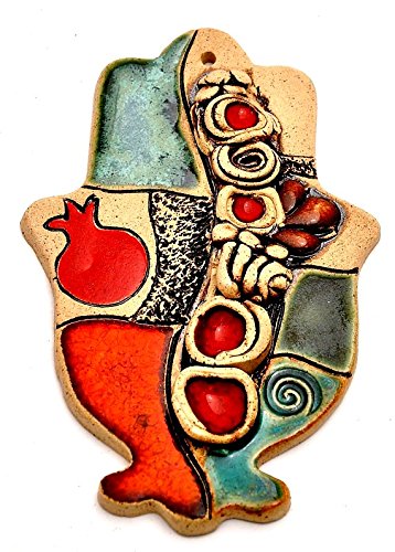 Hamsa Hand with Pomegranate Charm - Spiritual Protection Amulet for Positive Energy, Good Luck & Success - Home Decor, Office Blessing & Gift for New Beginnings