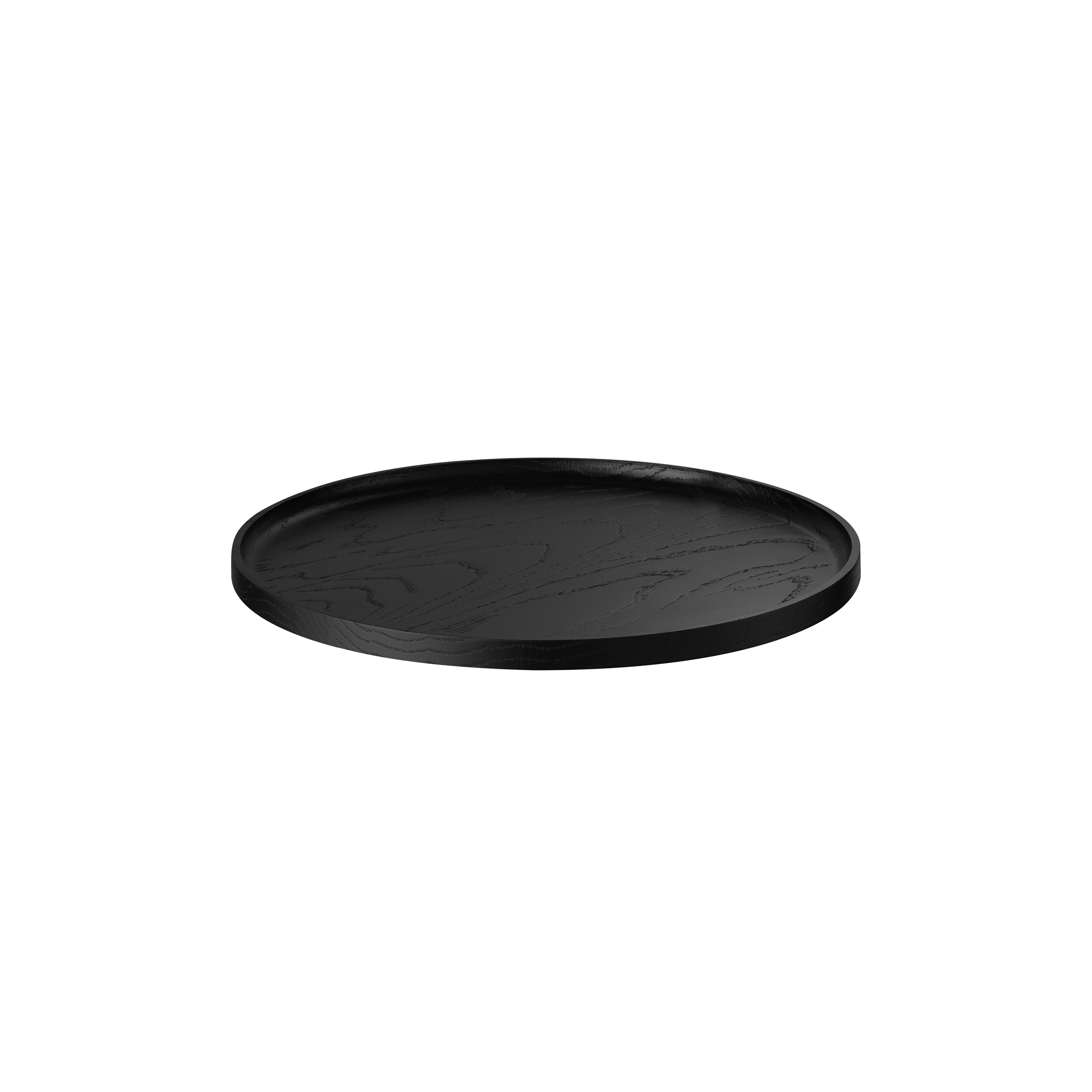 OKU Solid Oak Round Tray - Natural Wood Serving Tray with Black Finish | Perfect for Coffee Table Decor, Breakfast in Bed, or Entertaining Guests