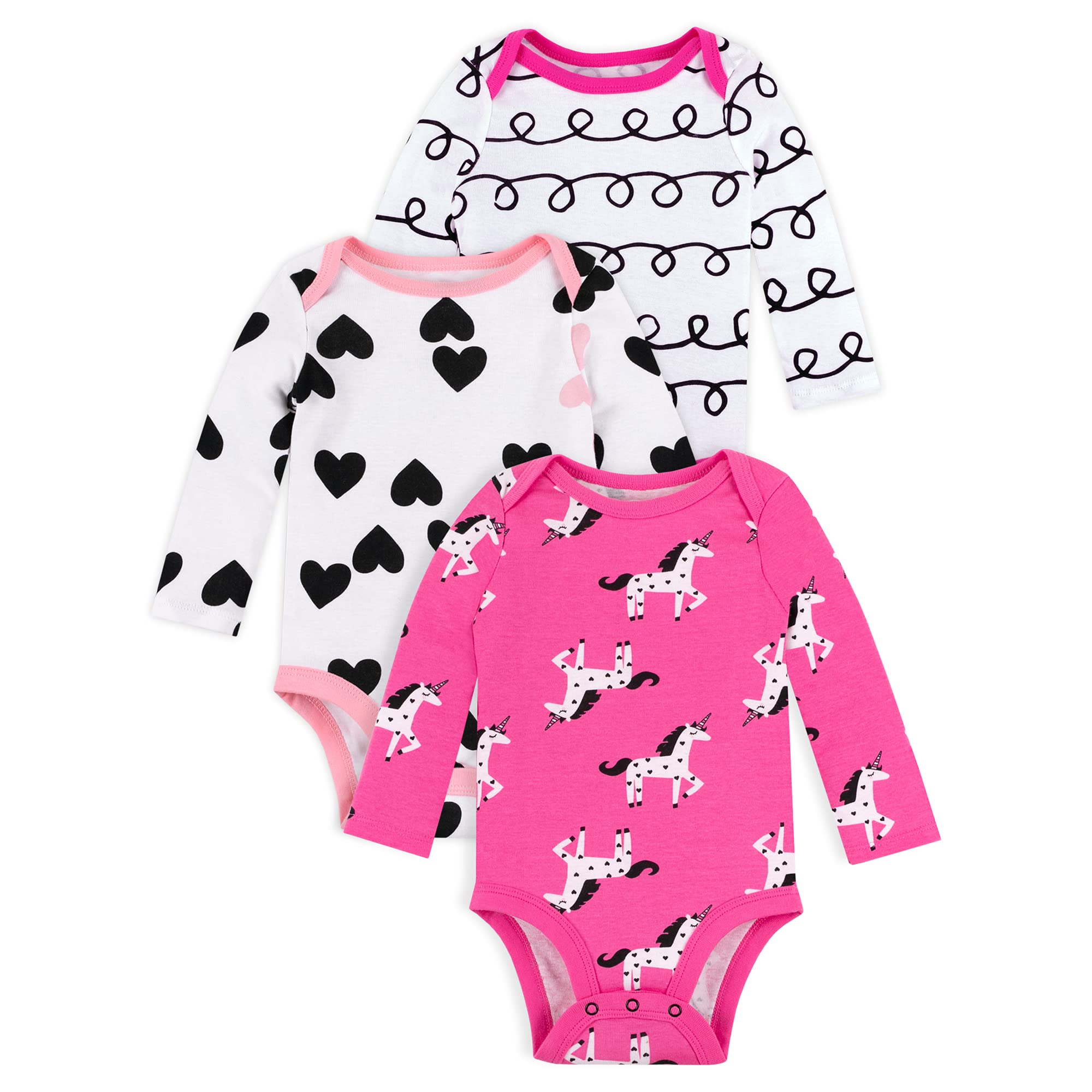 Lamaze Organic Cotton Baby Bodysuits 3-Pack - Soft Long Sleeve Onesies for Girls & Boys - Perfect for Newborns, Infants & Toddlers - Ideal for Playtime, Daycare & Family Outings