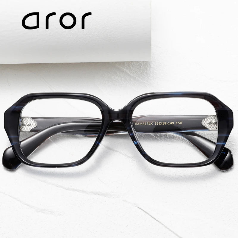 Aror Unisex Full Rim Flat Top Square Thick Acetate Eyeglasses 842313 - Stylish & Durable Eyewear for Men & Women - Perfect for Work, Reading & Fashion Accessories
