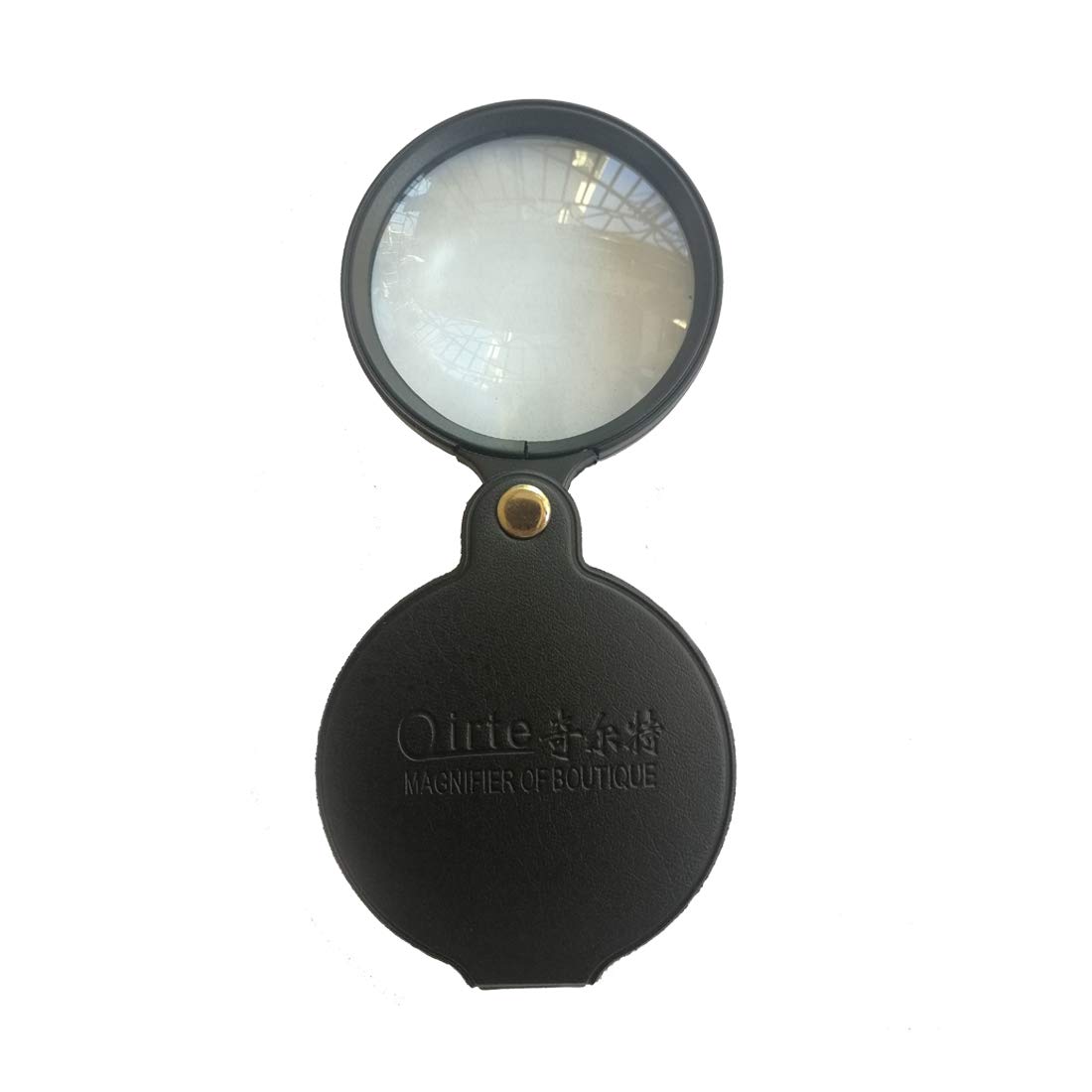 10X Magnifying Glass with Leather Case - 60mm Pocket Folding Magnifier Loupe for Reading, Jewelry Inspection, Coin Collecting & Hobby Use (Black)