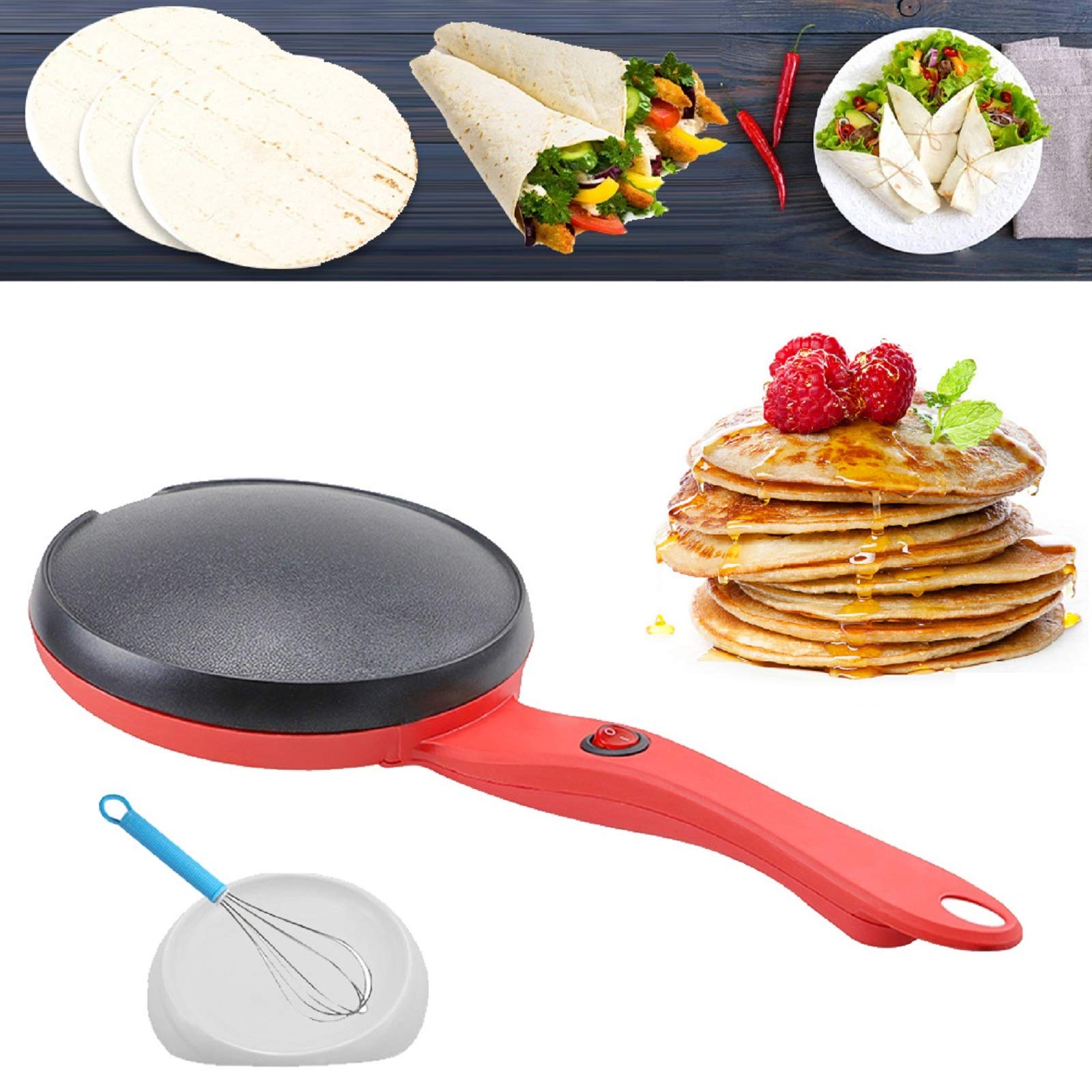 Non-Stick Electric Crepe Maker - Portable Automatic Temperature Control Griddle for Crepes, Pancakes, Tortillas & Blintzes | Perfect for Breakfast, Brunch & Dessert Making at Home, Office or Camping