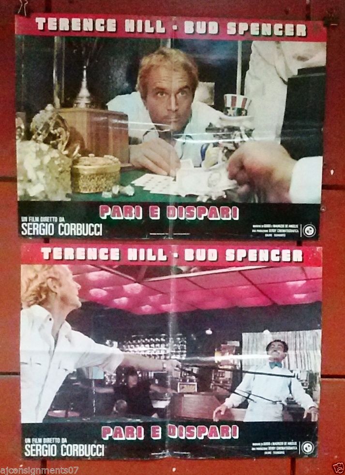 Lot of 8 PARI E DISPARI (TERENCE HILL) Vintage 1970s Italian Movie Lobby Cards - Collectible Film Memorabilia for Classic Cinema Enthusiasts