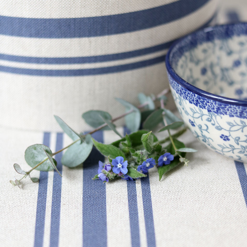 Premium Dorset Striped Linen Fabric - Durlston Blue on Natural Pebble | Soft & Durable for Upholstery, Curtains & Home Decor | Eco-Friendly Textile for DIY Sewing Projects