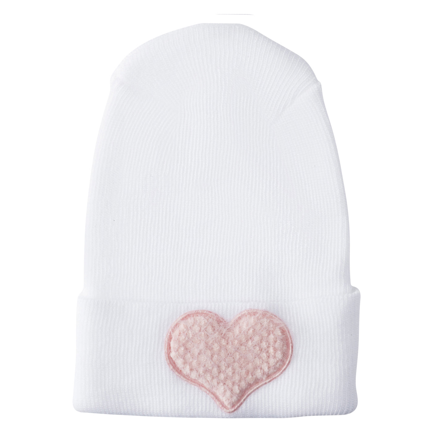 Adorable Newborn Baby Hospital Hat - Soft Fuzzy Blush Pink Heart Design for Infant Girls & Boys | Perfect for Birth Photos, Baby Showers & First Pictures