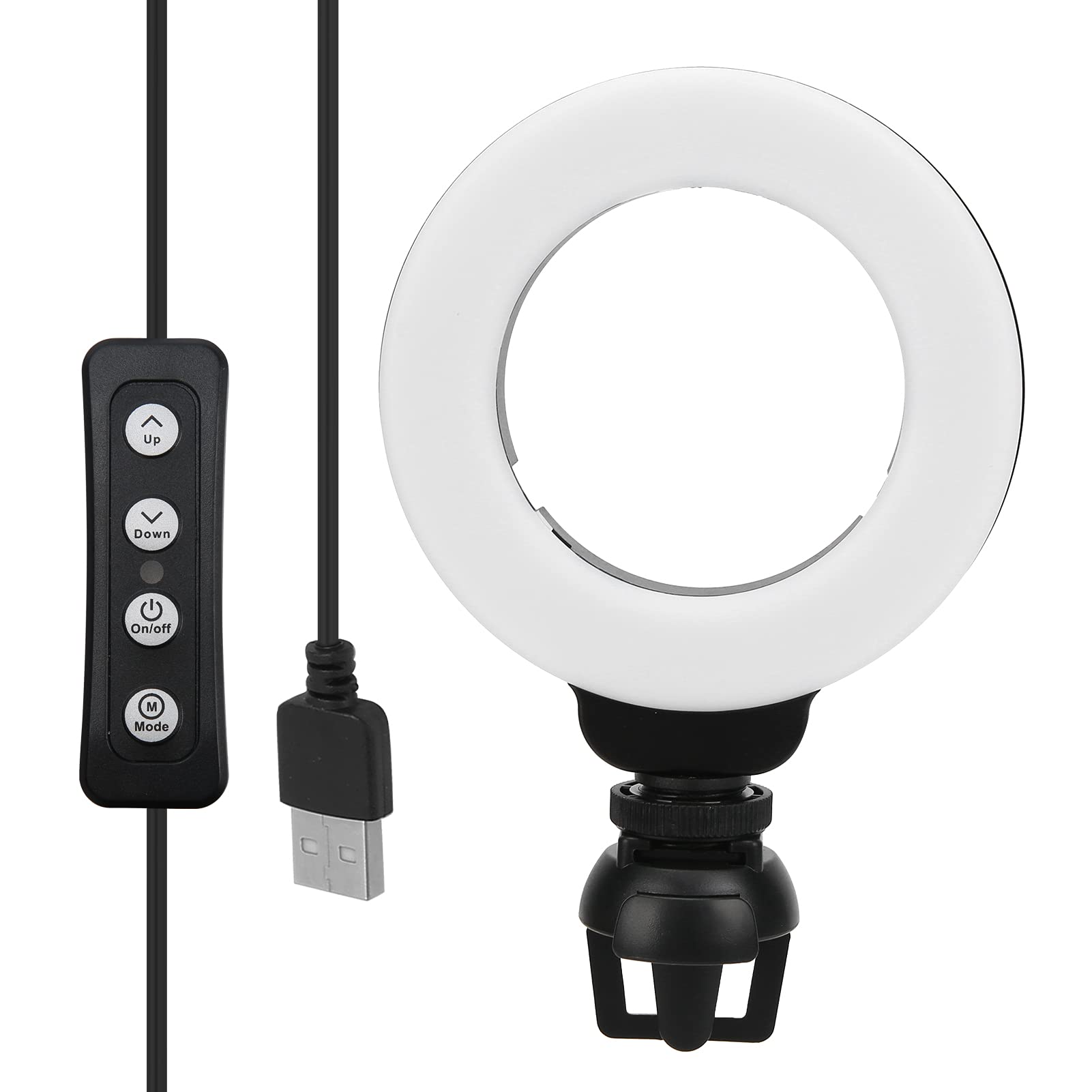 Zunate 4 Inch LED Ring Light with Dimmable Brightness & 3200-6500K Color Temperature - Perfect for Selfies, Online Teaching, Video Conferences, Vlogging & PC Streaming (Includes Clip)