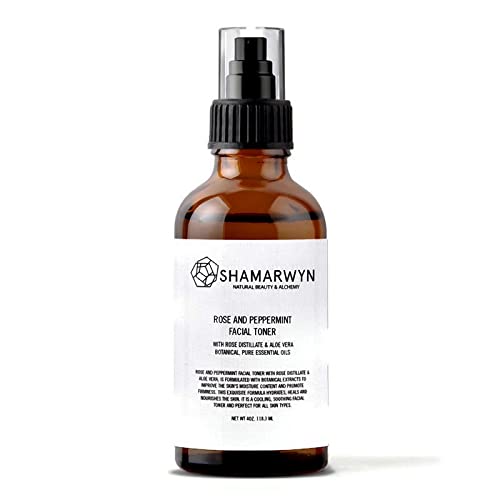 Organic Rose & Peppermint Facial Toner with Aloe Vera - Natural Brightening & Hydrating Skin Care for Glowing Complexion - Perfect for Daily Use & Sensitive Skin - 4oz