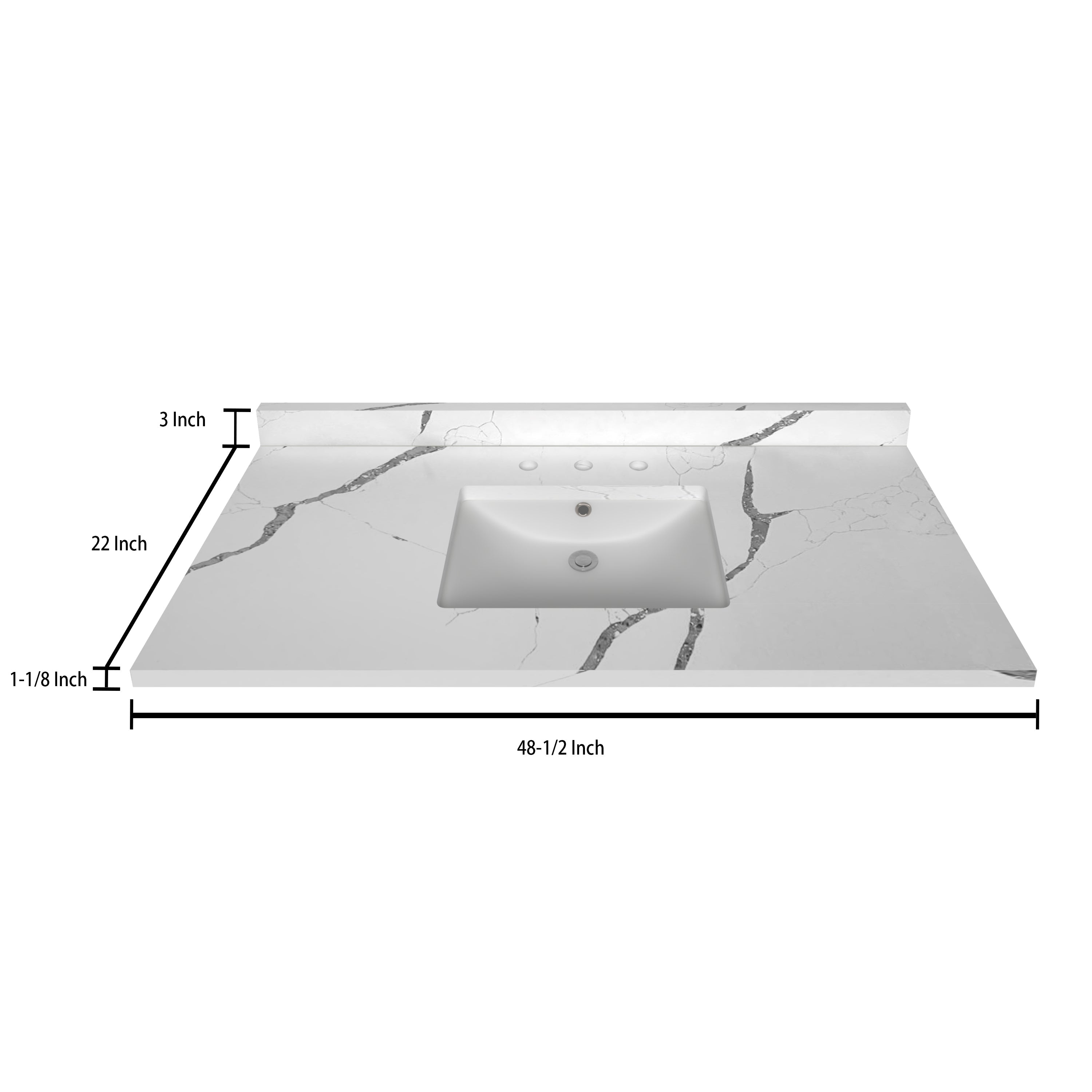 Premium Calacatta White Quartz Countertop - 48.5