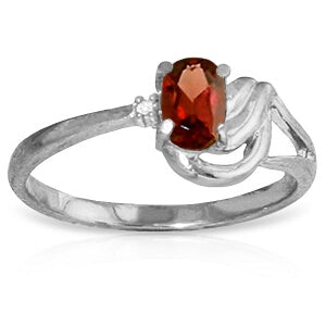 0.46 Carat 14K Solid White Gold Garnet and Diamond Ring for Women - Elegant Engagement, Wedding, Anniversary Gift for Her